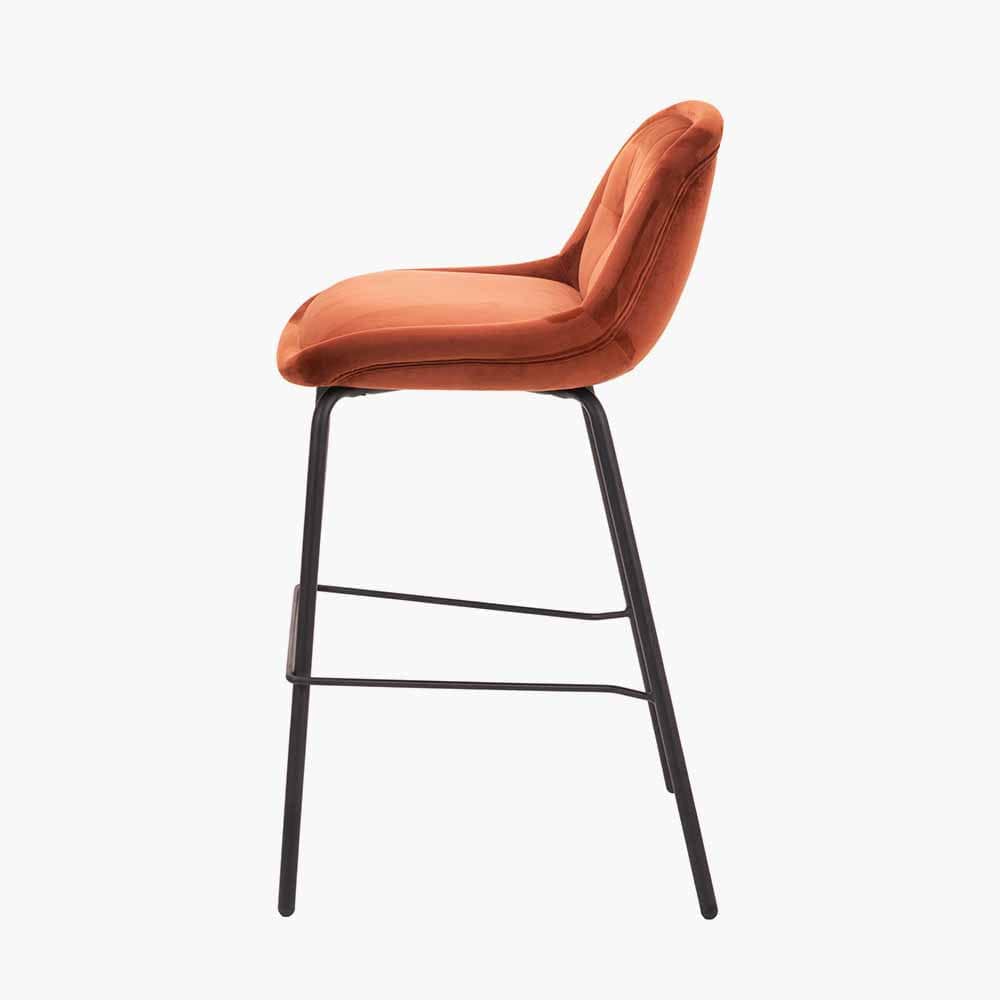 Alba Cinnamon Velvet and Black Metal Bar Stool } OUTLET - Image 2