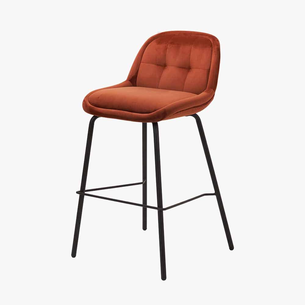 Alba Cinnamon Velvet and Black Metal Bar Stool } OUTLET - Image 8