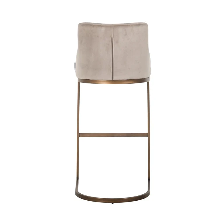 Bar stool Bolton khaki velvet / brushed gold fire retardant (FR-Quartz 903 Khaki) - Image 7