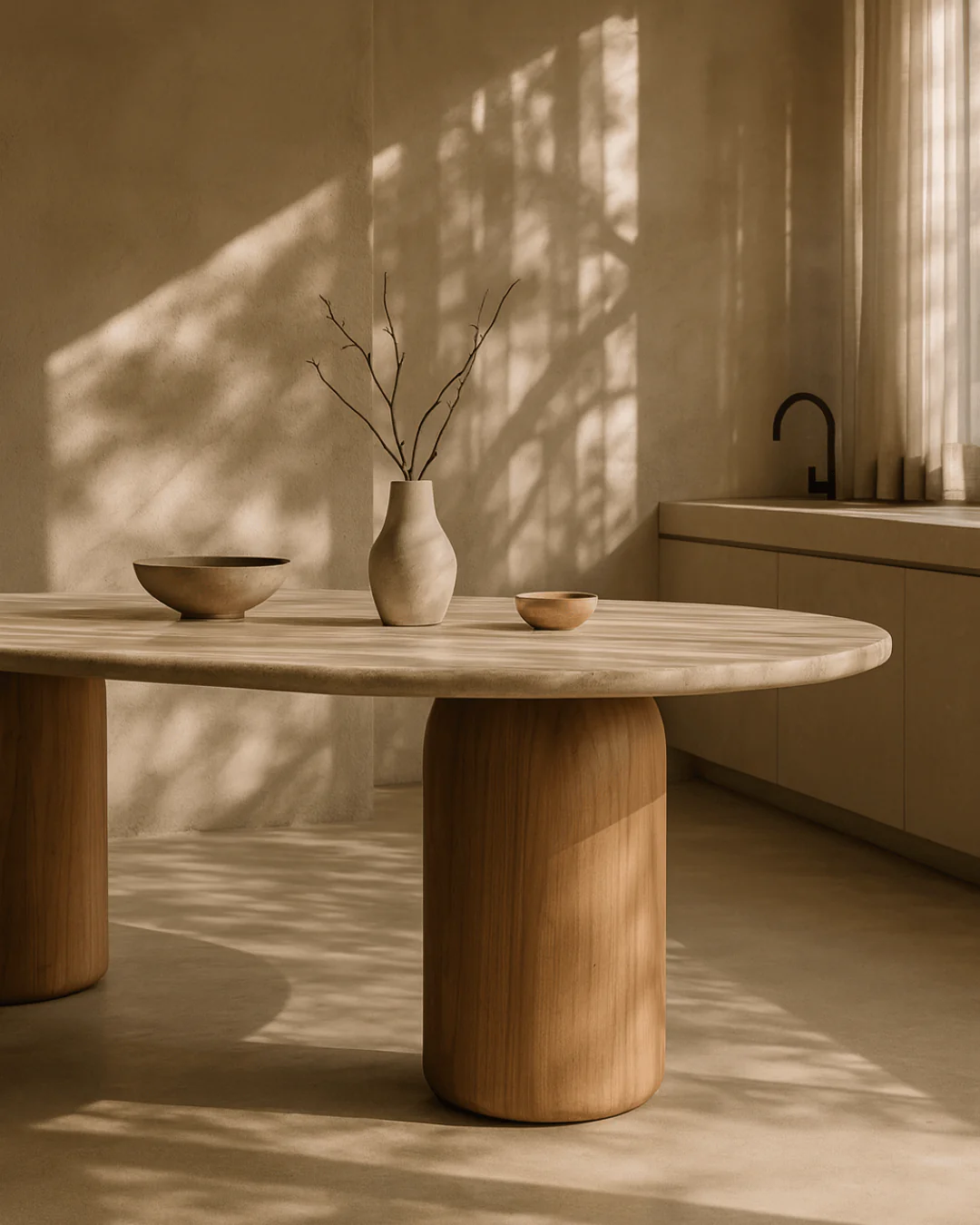Basilca Dining Table 270 - Walnut Travertine