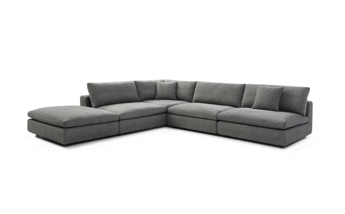 Blanco 5 Piece Modular Sofa - Charcoal - Image 3