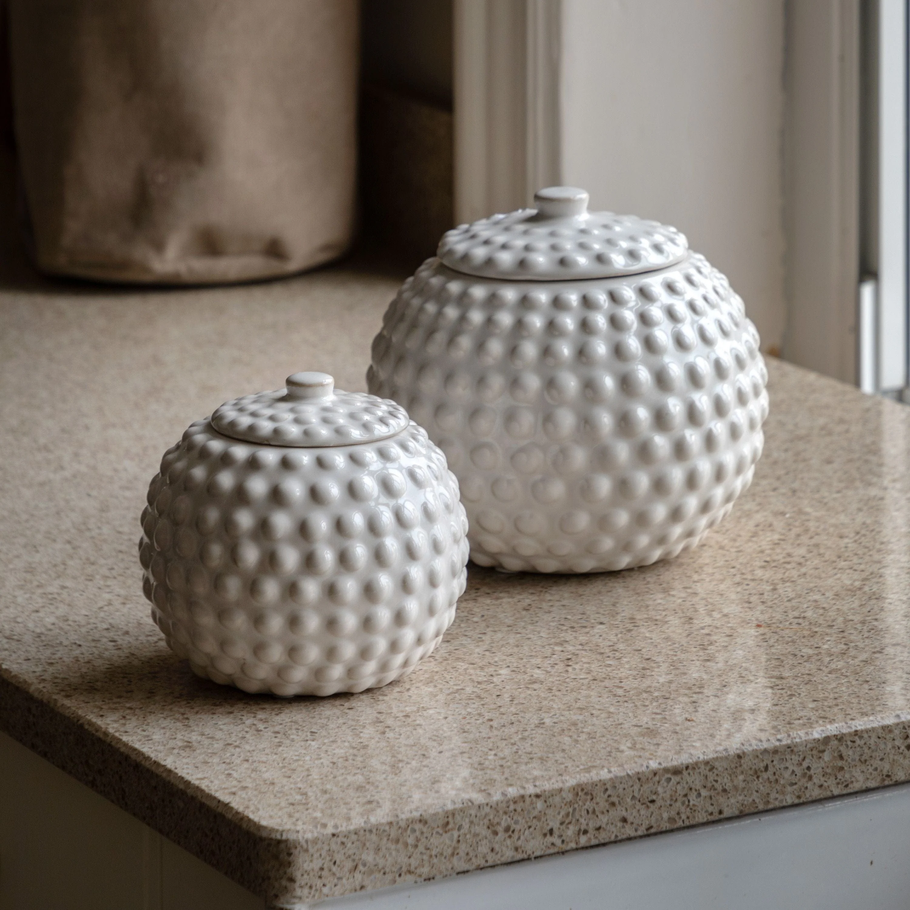 Alba Beaded Trinket Jar White Large - Image 5