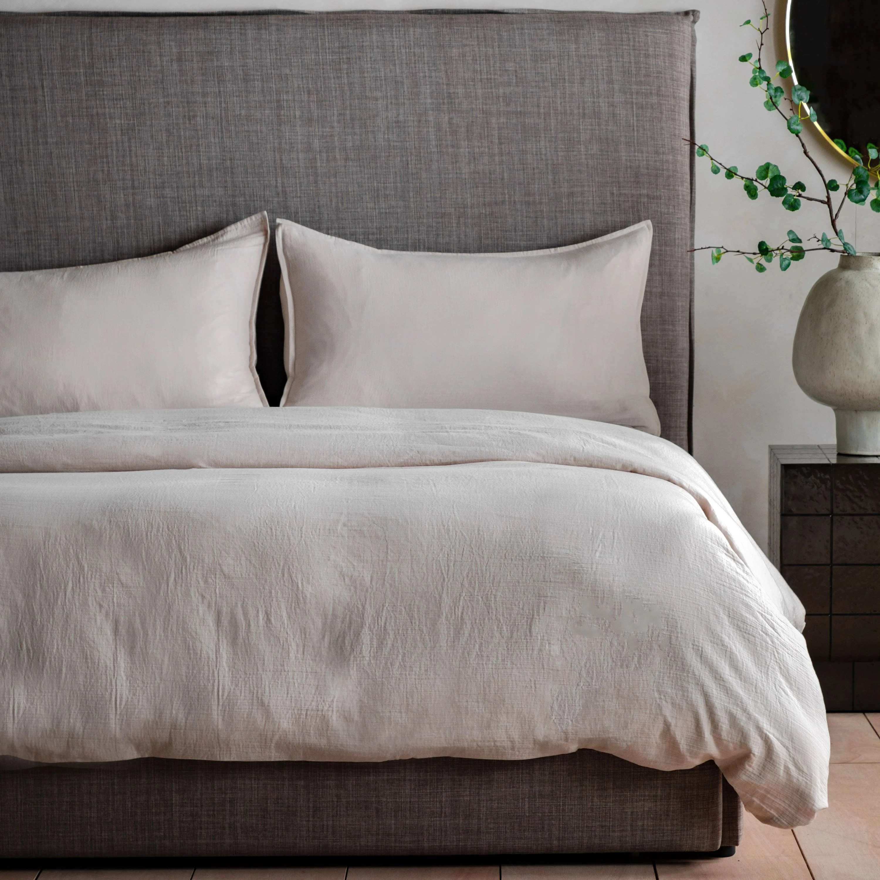 Alba Washed Cotton Quilt Cover Set Taupe Double - Image 4