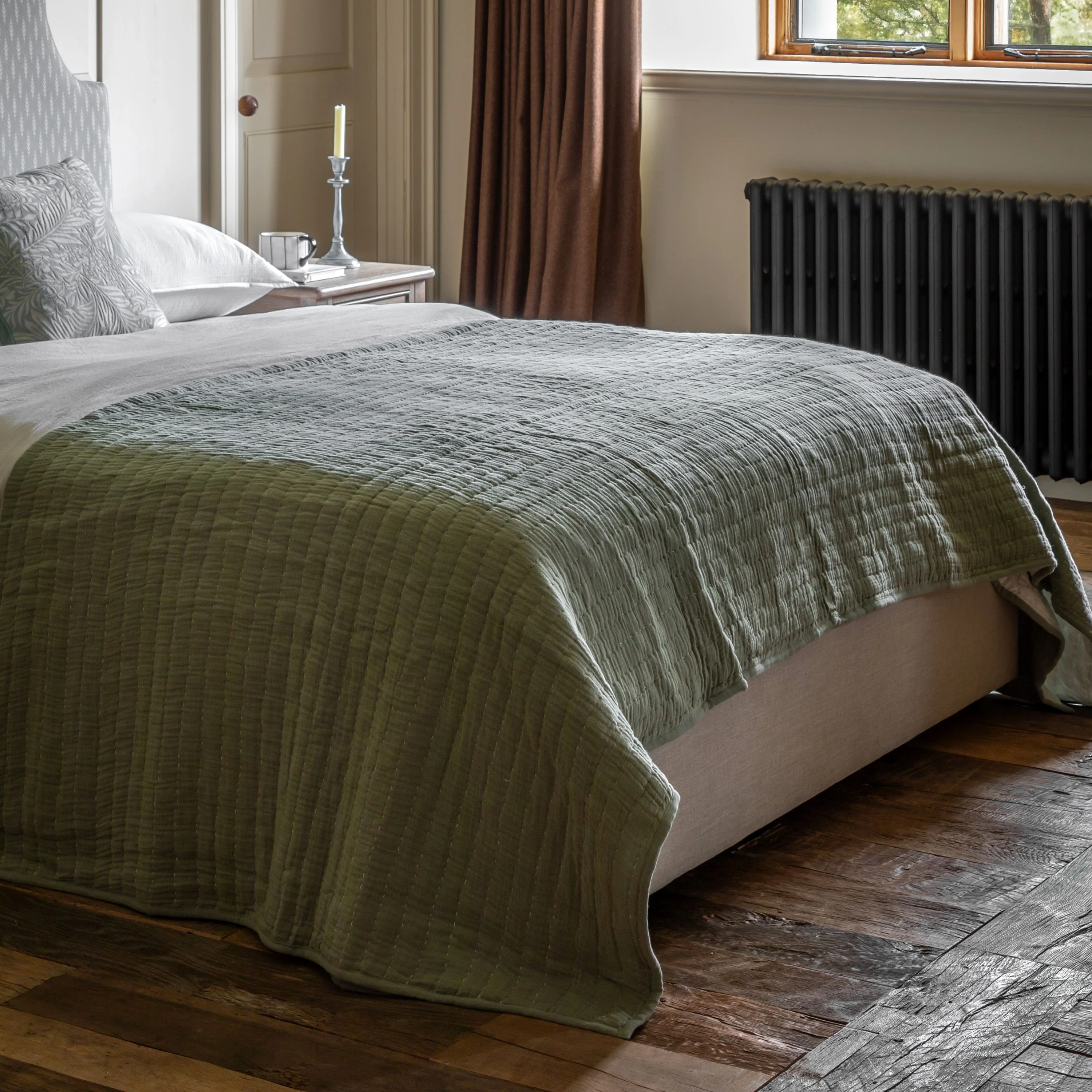 Alcove Gauze Bedspread Sage - Image 2