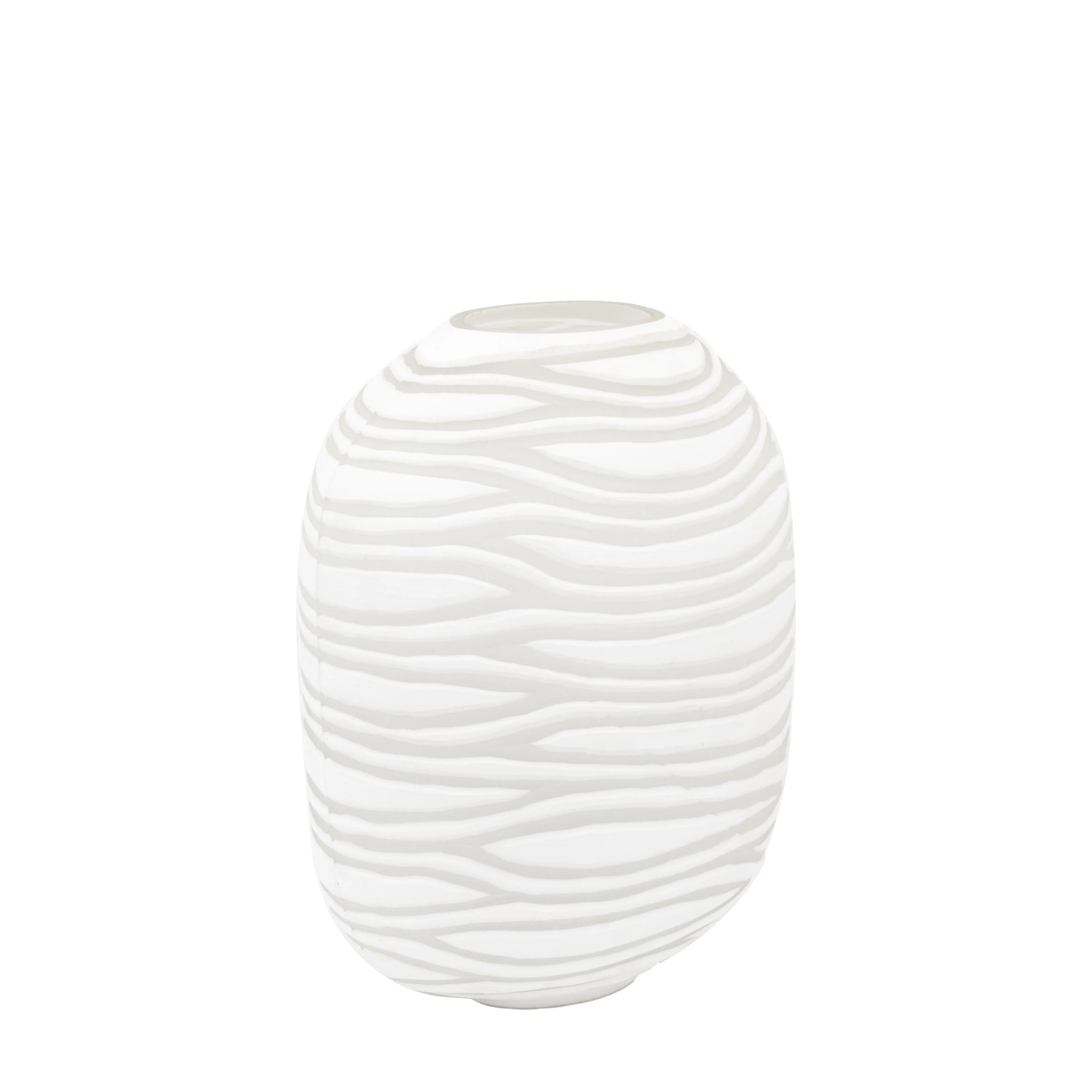 Anclo Handblown Carved Glass Vase White Large - Image 6