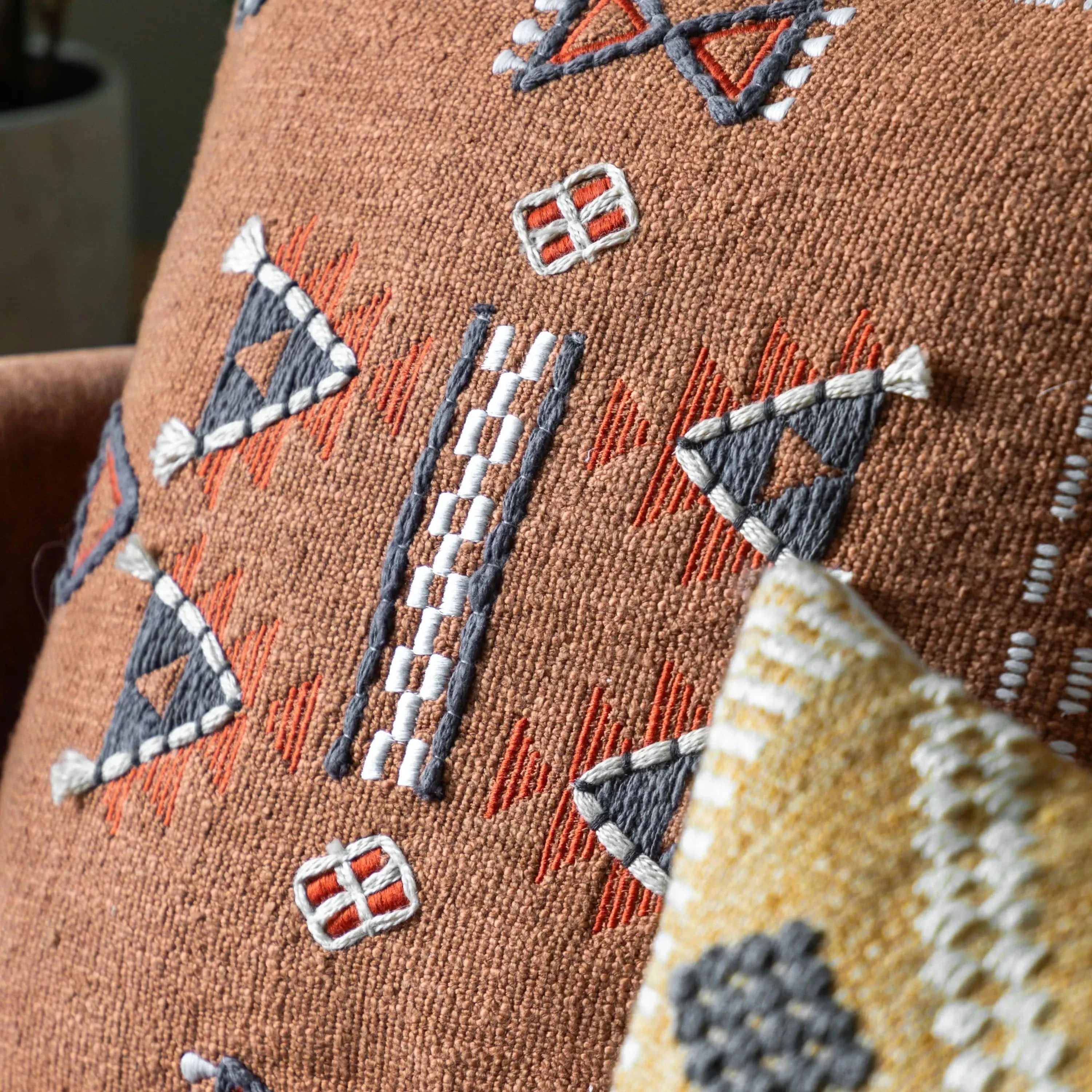 Arlo Embellished Cushion Brown - Image 3