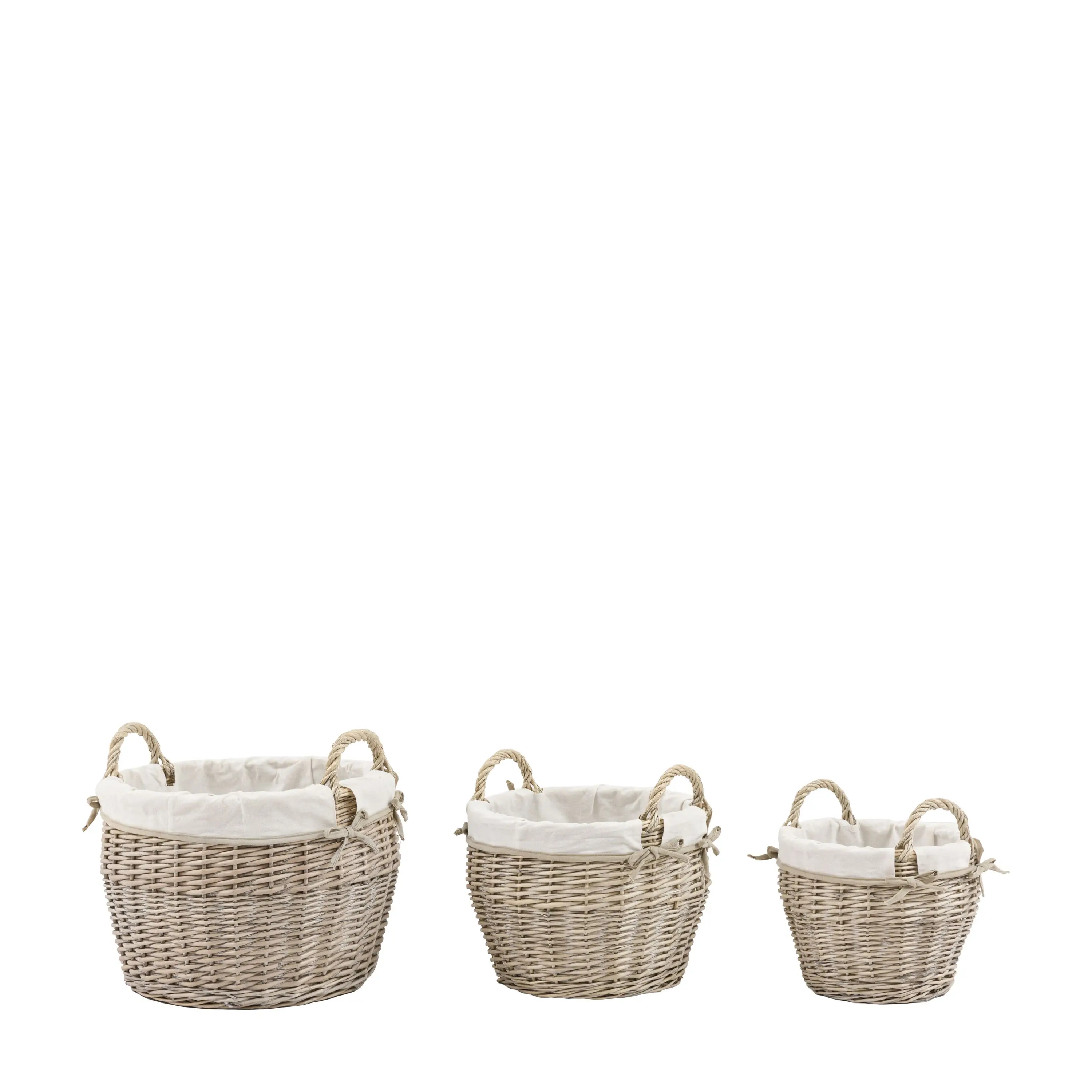 Aro Round Lined Baskets Natural Set of 3 - Image 3