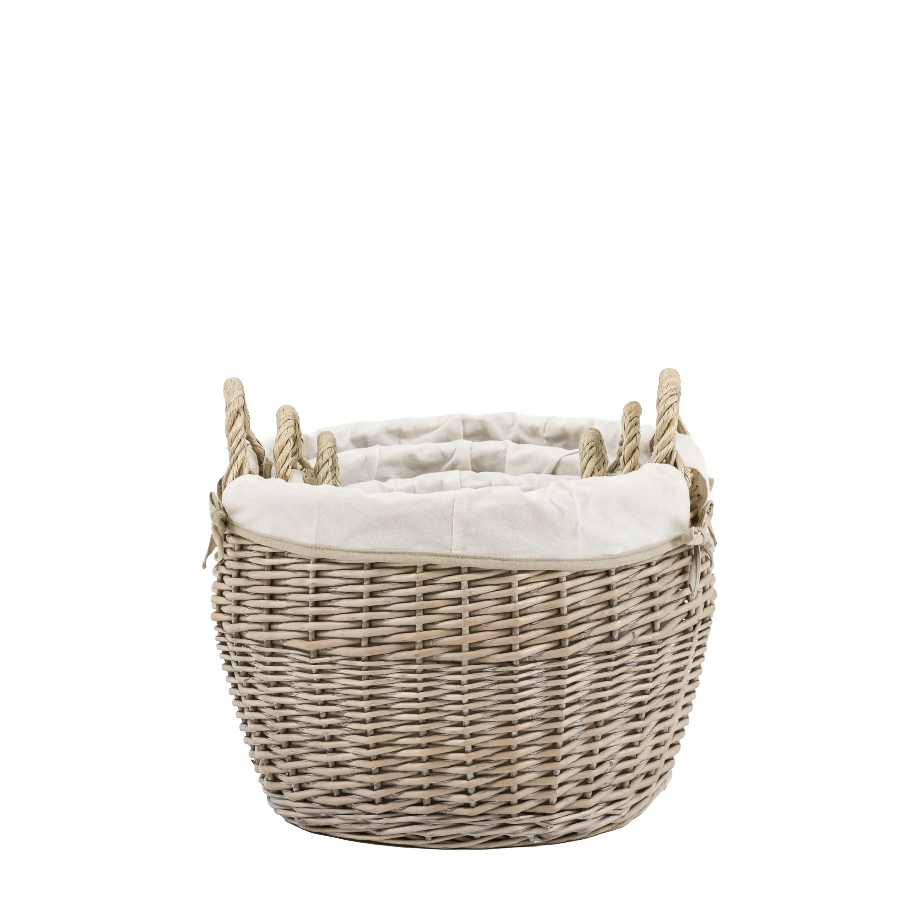 Aro Round Lined Baskets Natural Set of 3 - Image 4