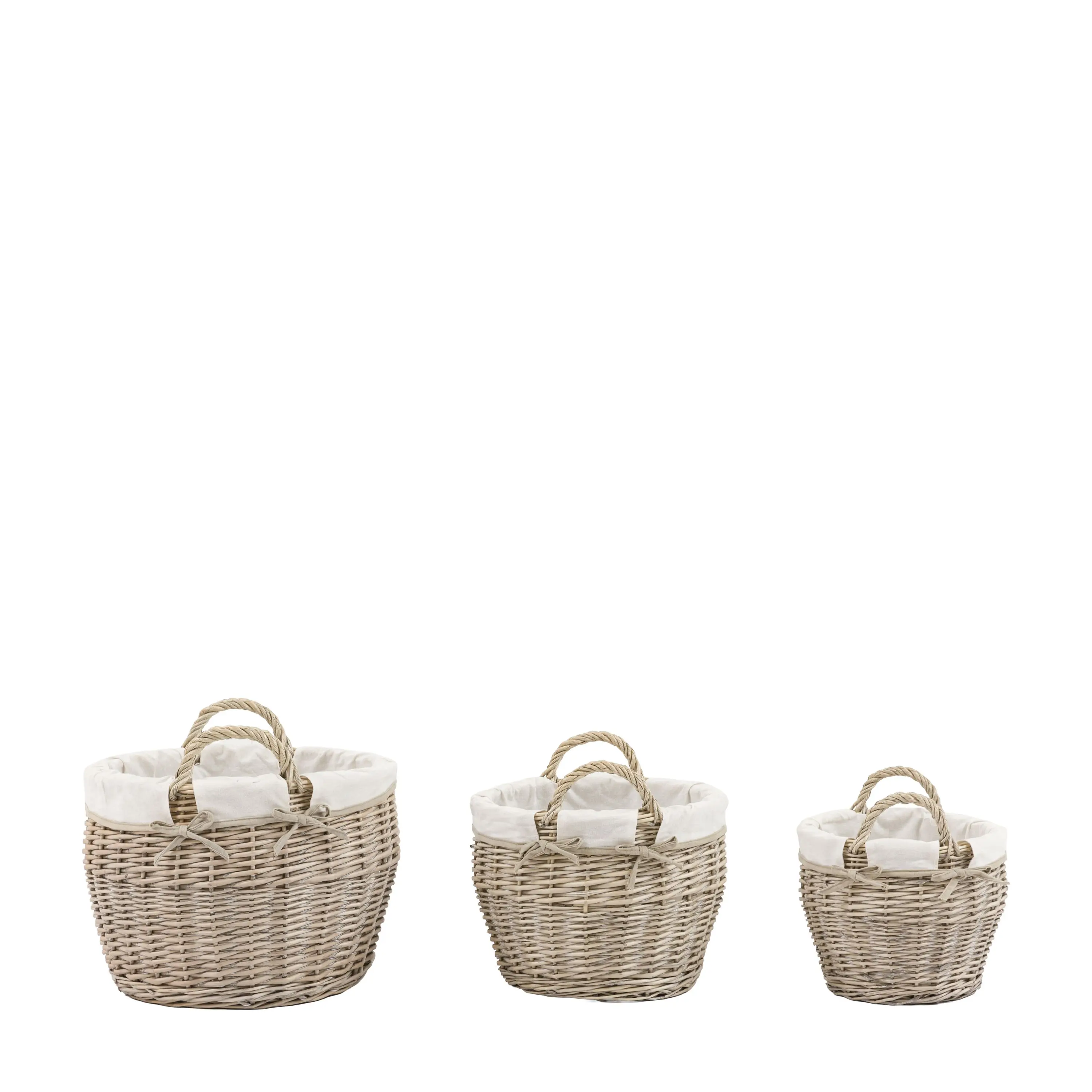Aro Round Lined Baskets Natural Set of 3 - Image 8