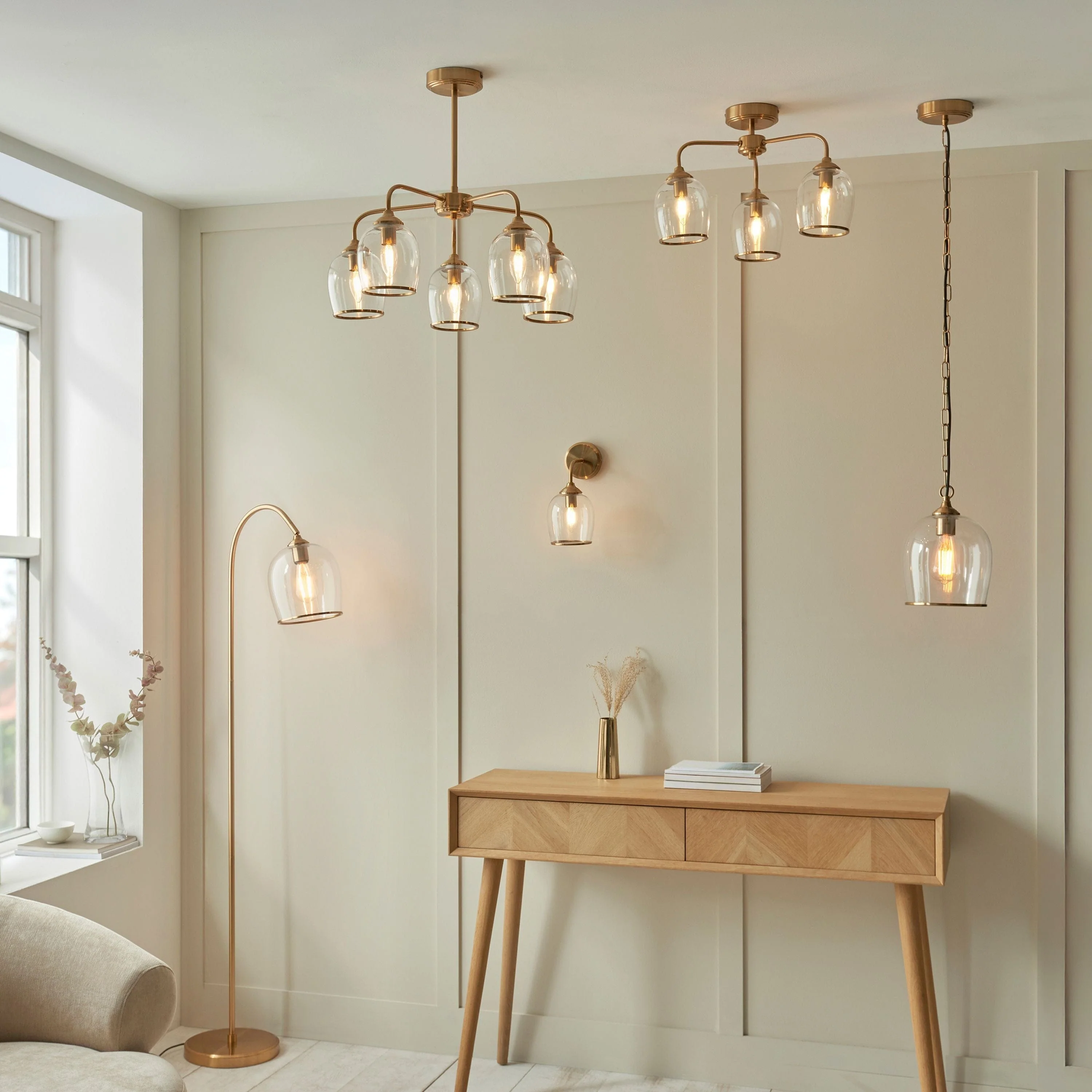 Ashcroft Ceiling 3 Light Brushed Aged Brass - Image 5