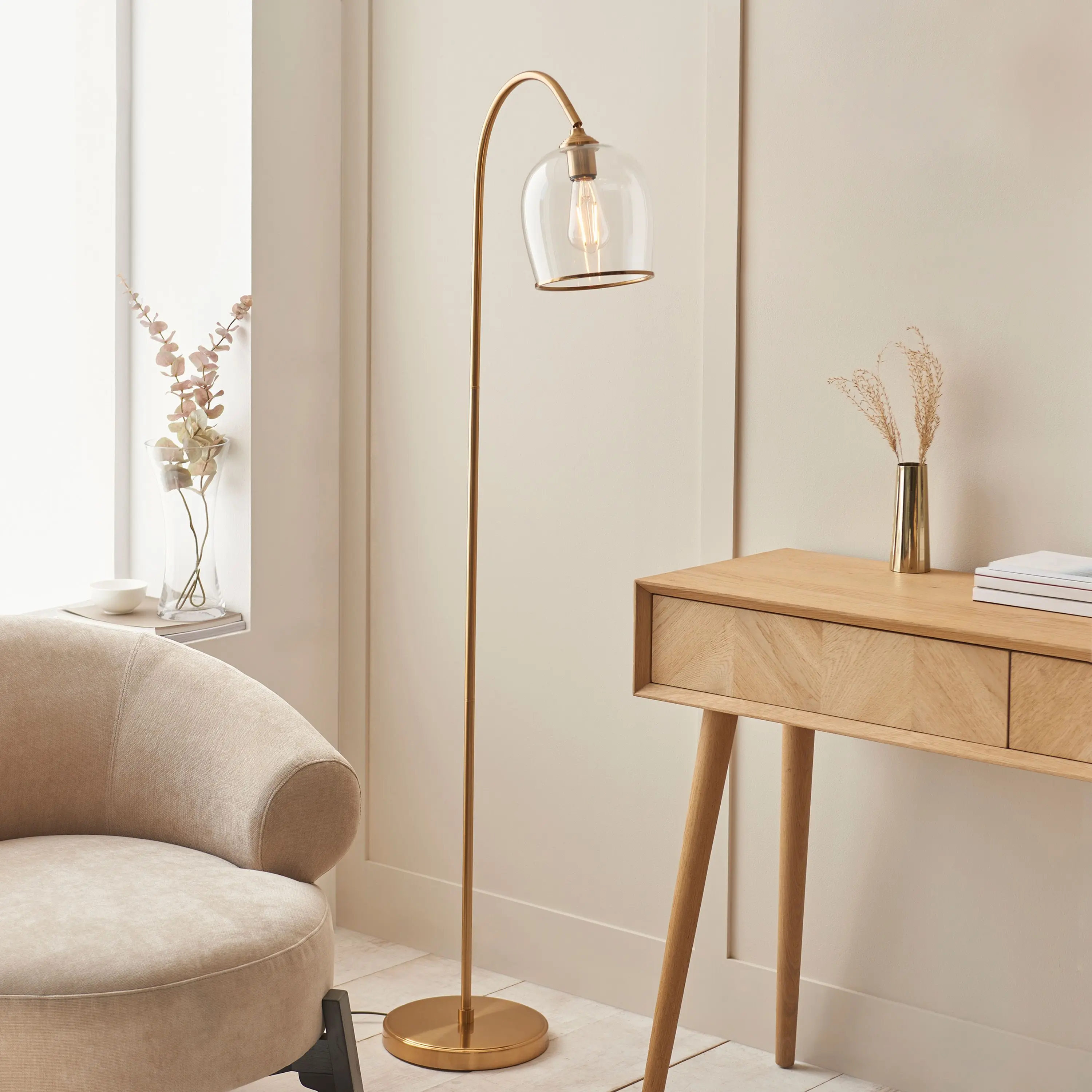 Ashcroft Floor Light Brushed Aged Brass - Image 2