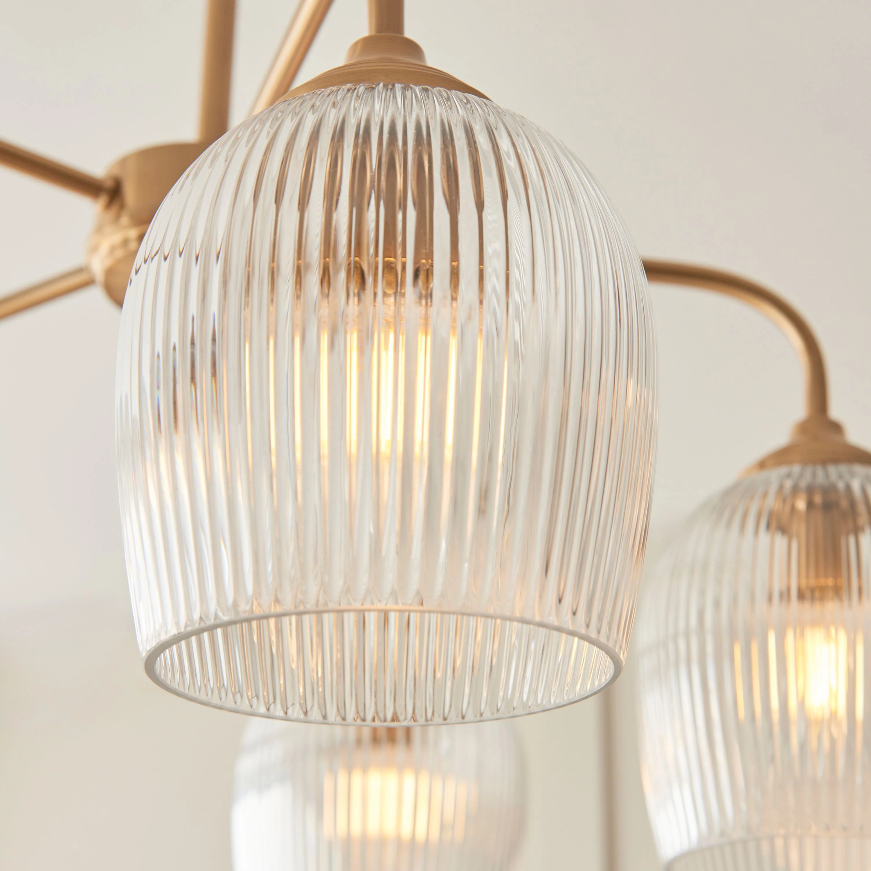 Ashcroft Ribbed 5 Pendant Light Brushed Aged Brass - Image 4