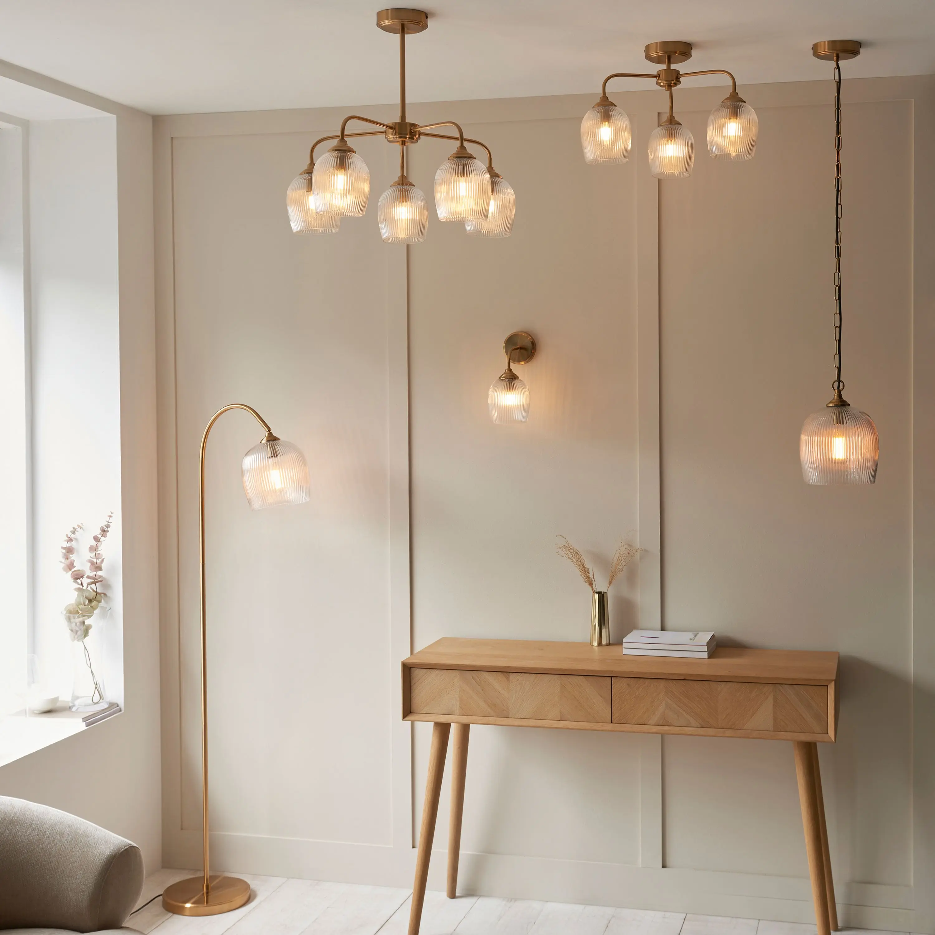 Ashcroft Ribbed Wall Light Brushed Aged Brass - Image 5