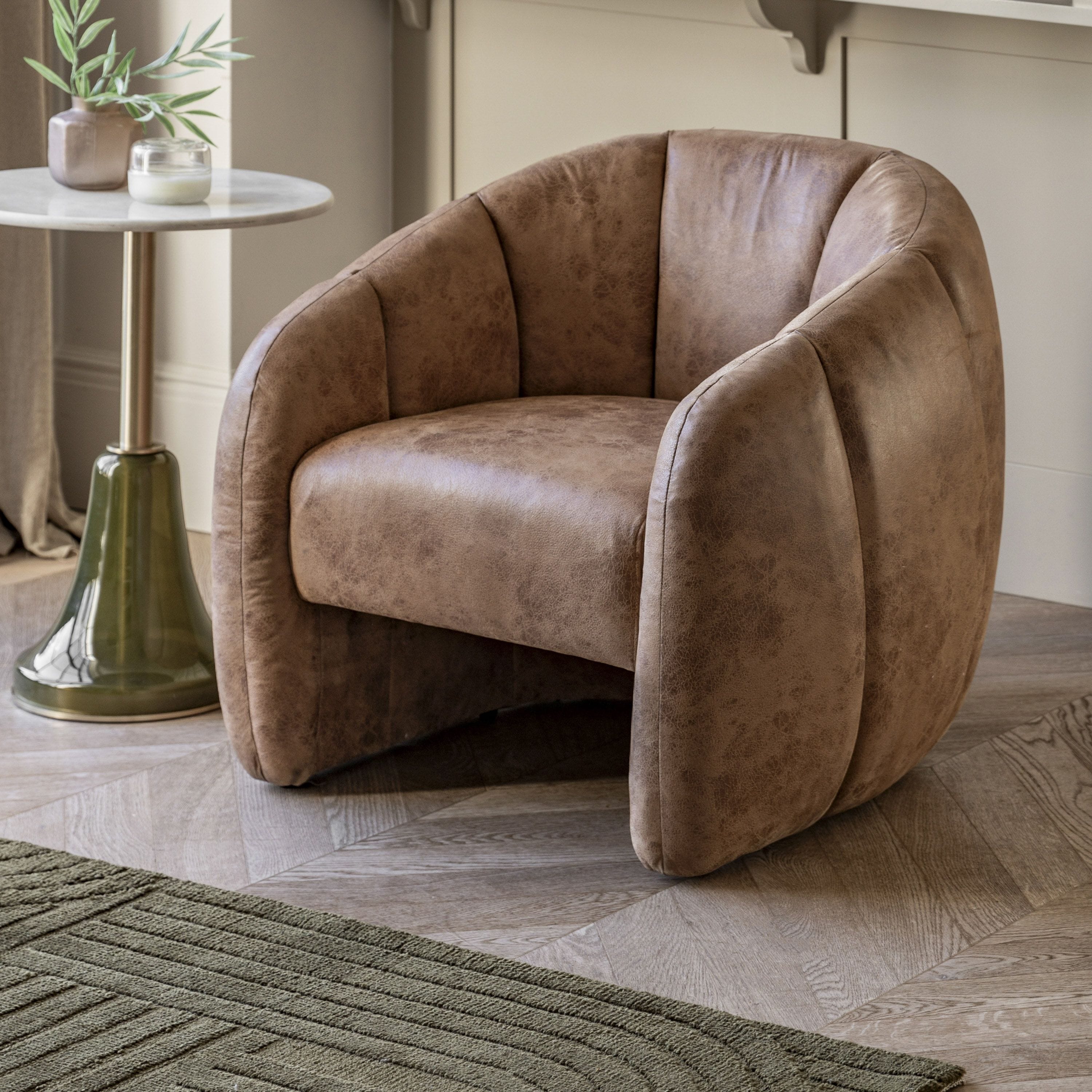 Otterham Tub Chair Antique Tan Leather 780x810x740mm - Image 2