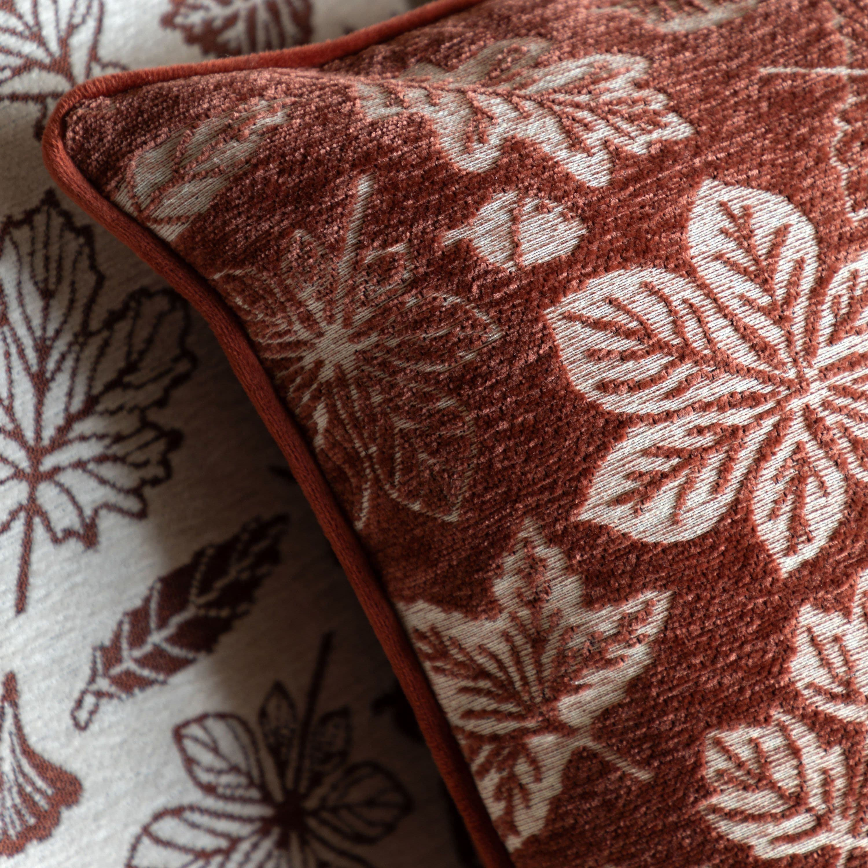 Autumn Leaf Chenille Cushion Rust - Image 3