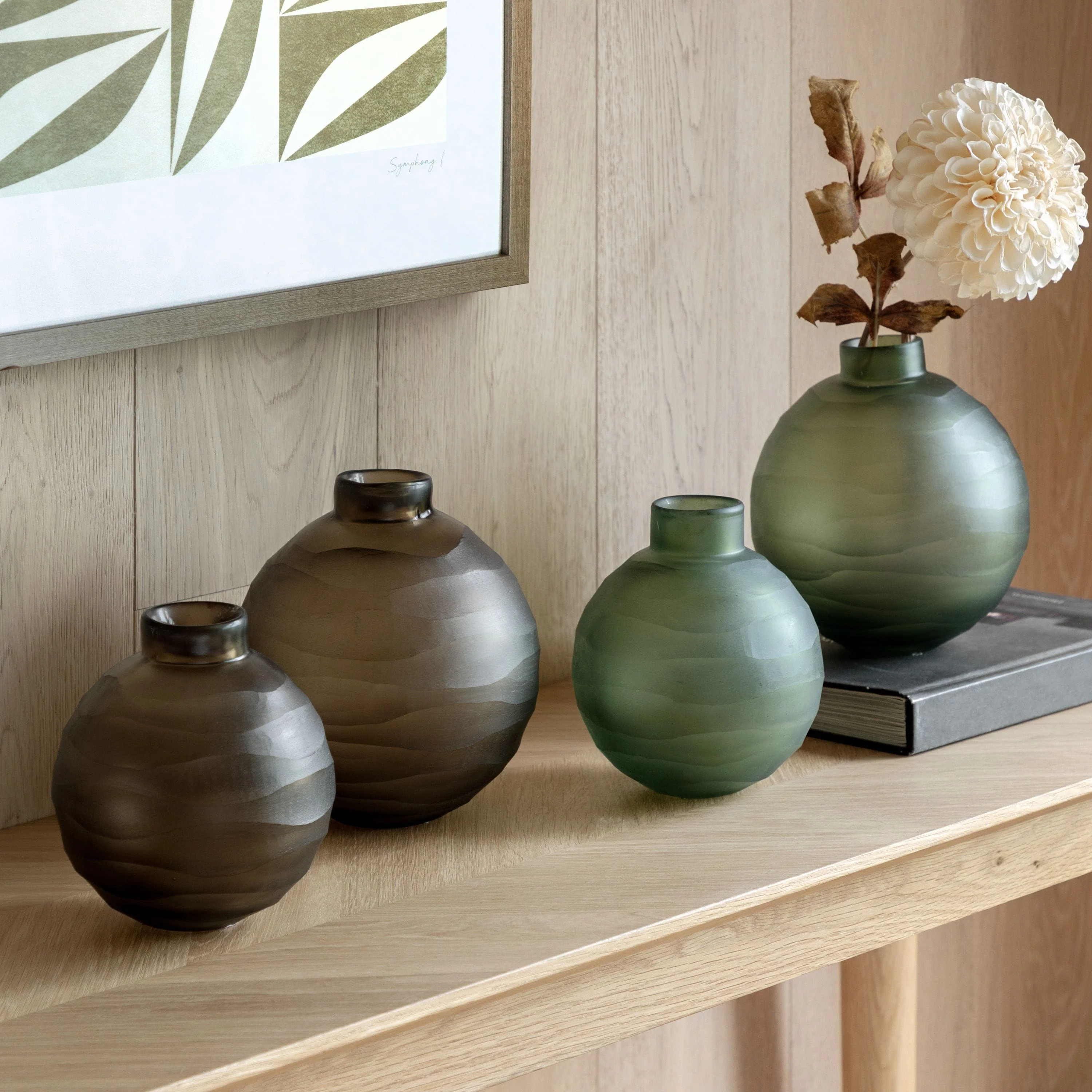 Bevelled Glass Globe Vase Smoke Large - Image 4
