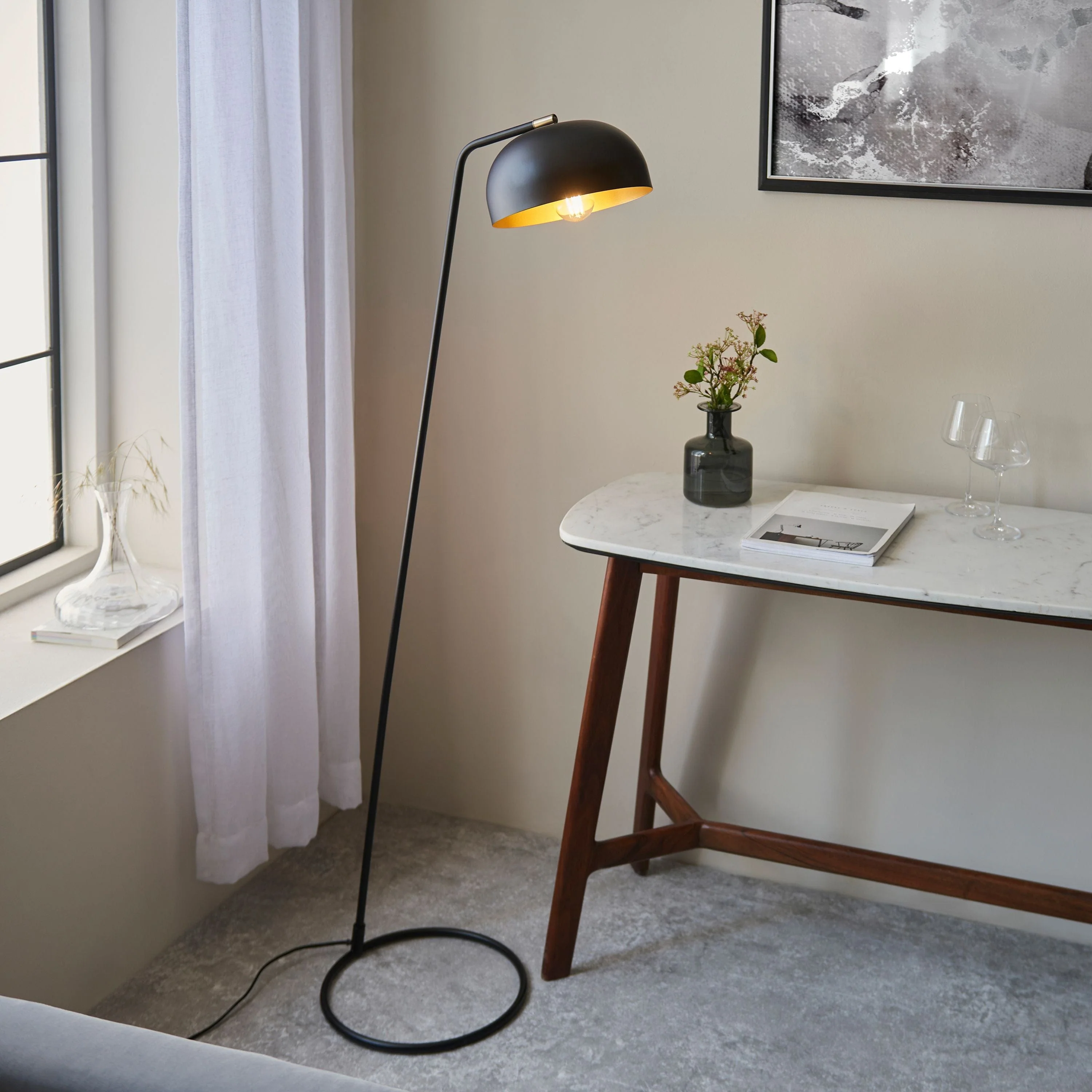 Brair 1 Floor Light Matt Black & Antique Brass - Image 5
