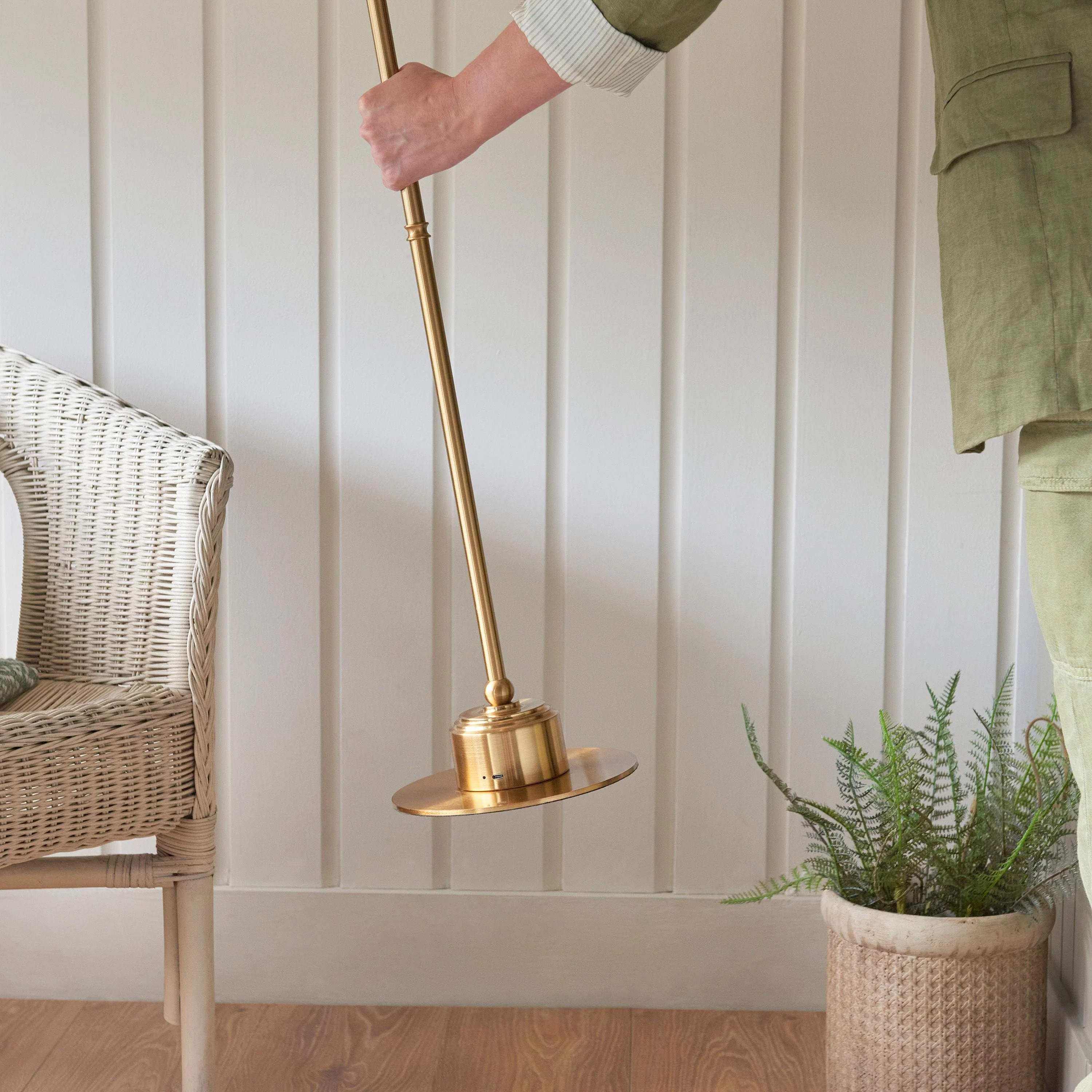 Burleigh Rechargeable Floor Lamp Base Aged Brass - Image 8