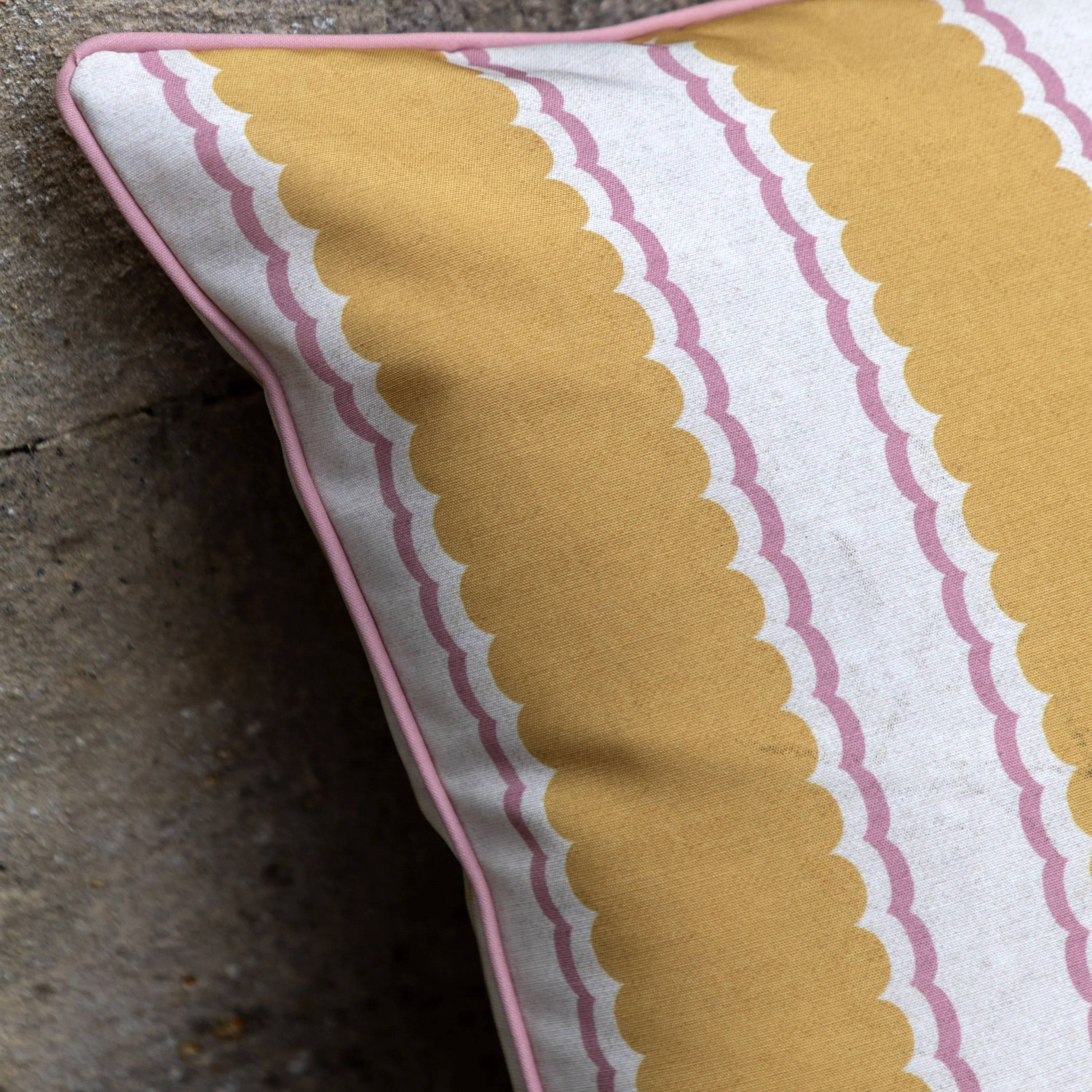 Calivana Stripe Cushion Ochre and Pink - Image 3