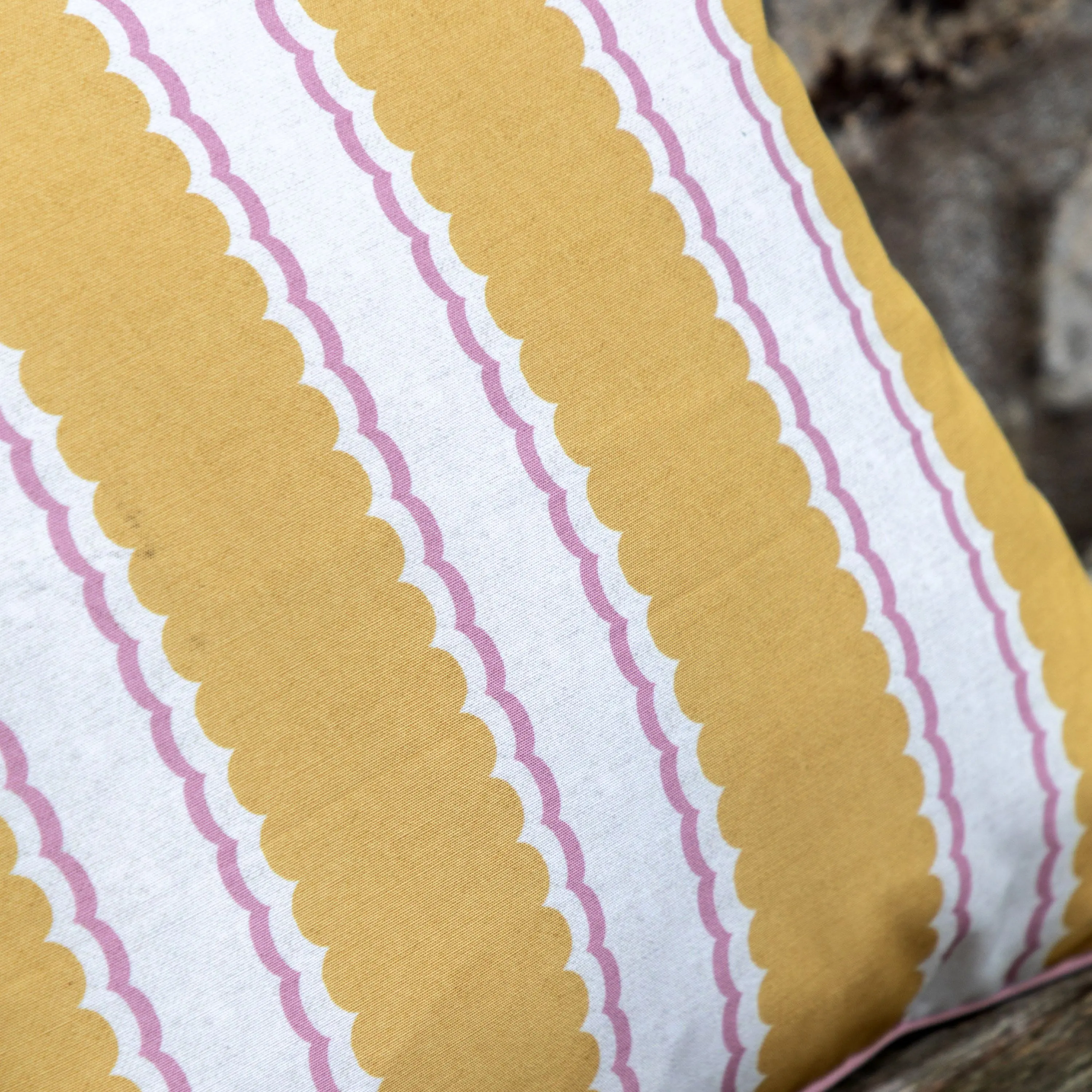 Calivana Stripe Cushion Ochre and Pink - Image 4