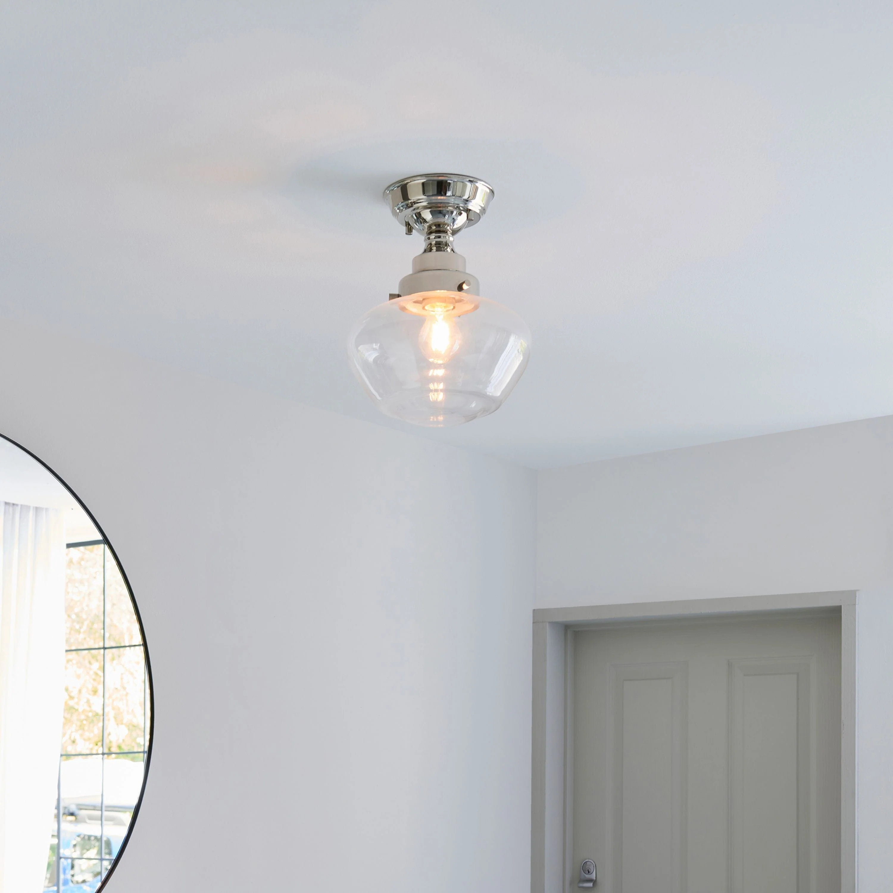 Camenbey 1 Ceiling Light Bright Nickel Clear