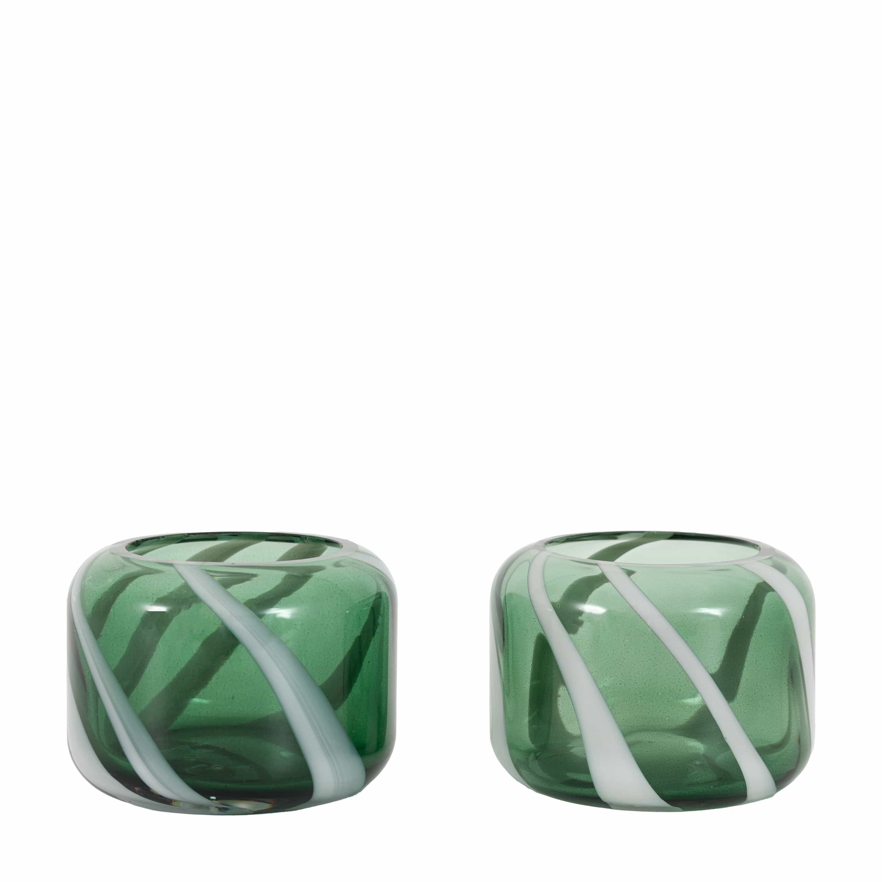 Candy Stripe Tealight Holder Set of 2 Green - Image 2