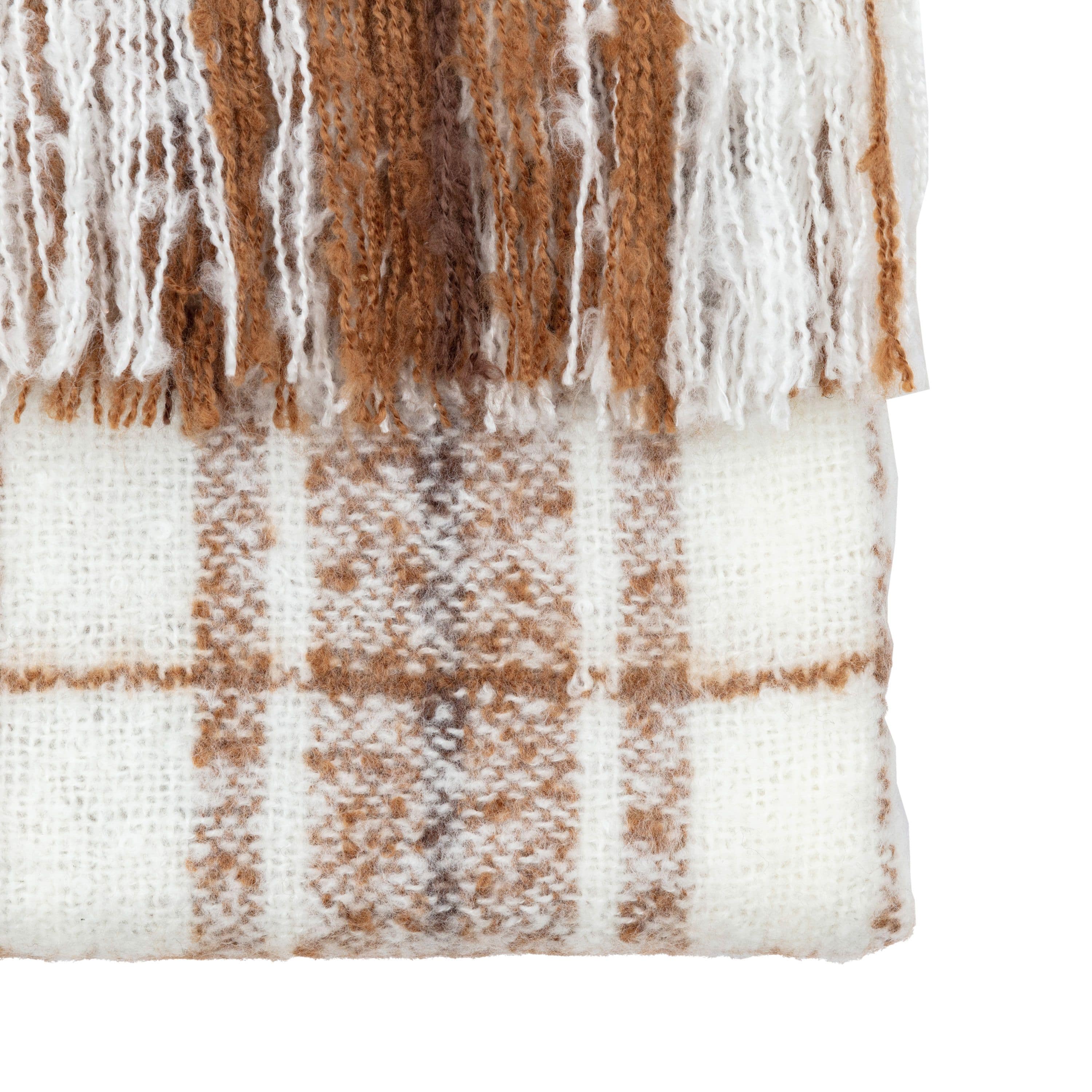 Check Faux Mohair Throw Tan - Image 6