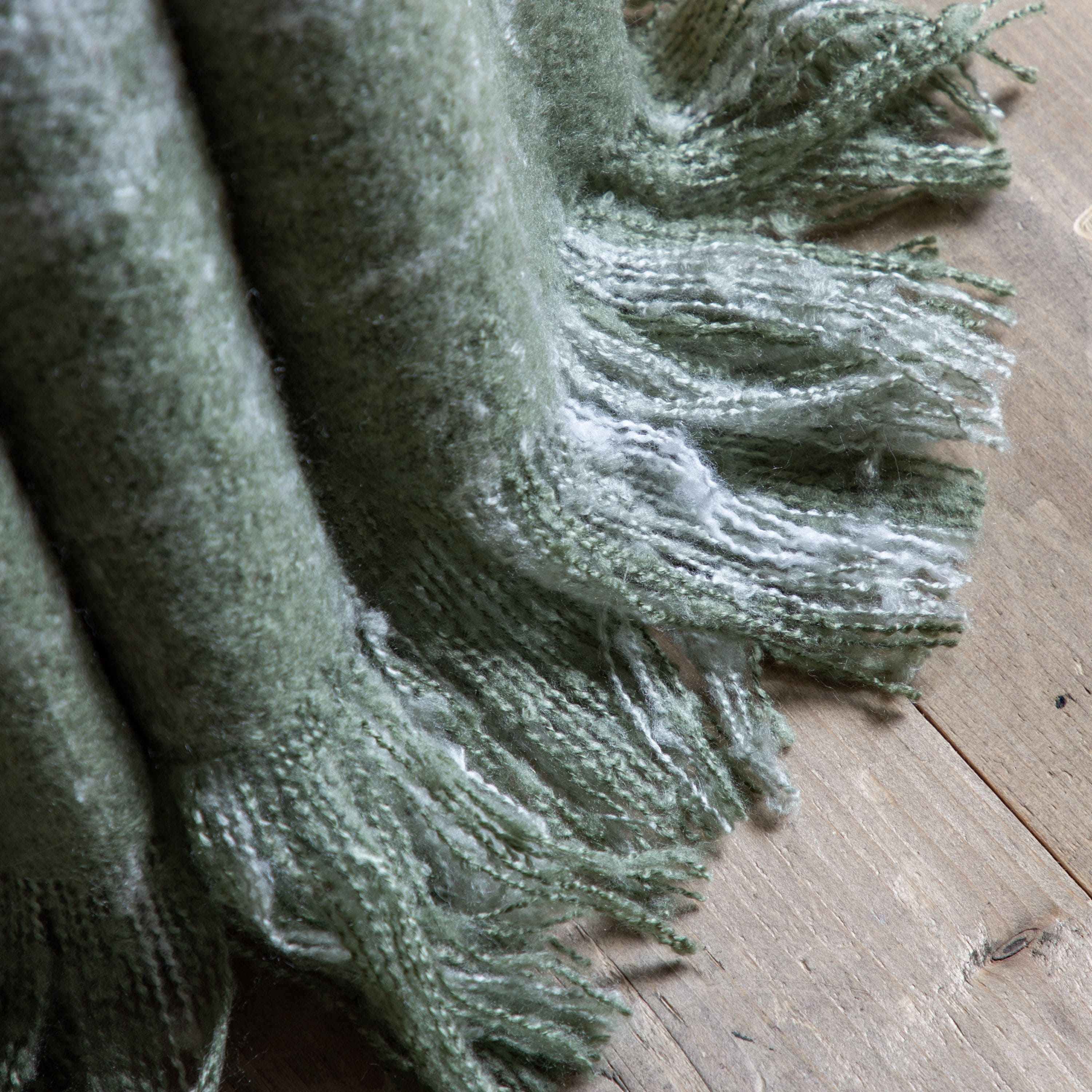 Check Faux Mohair Throw Olive - Image 2