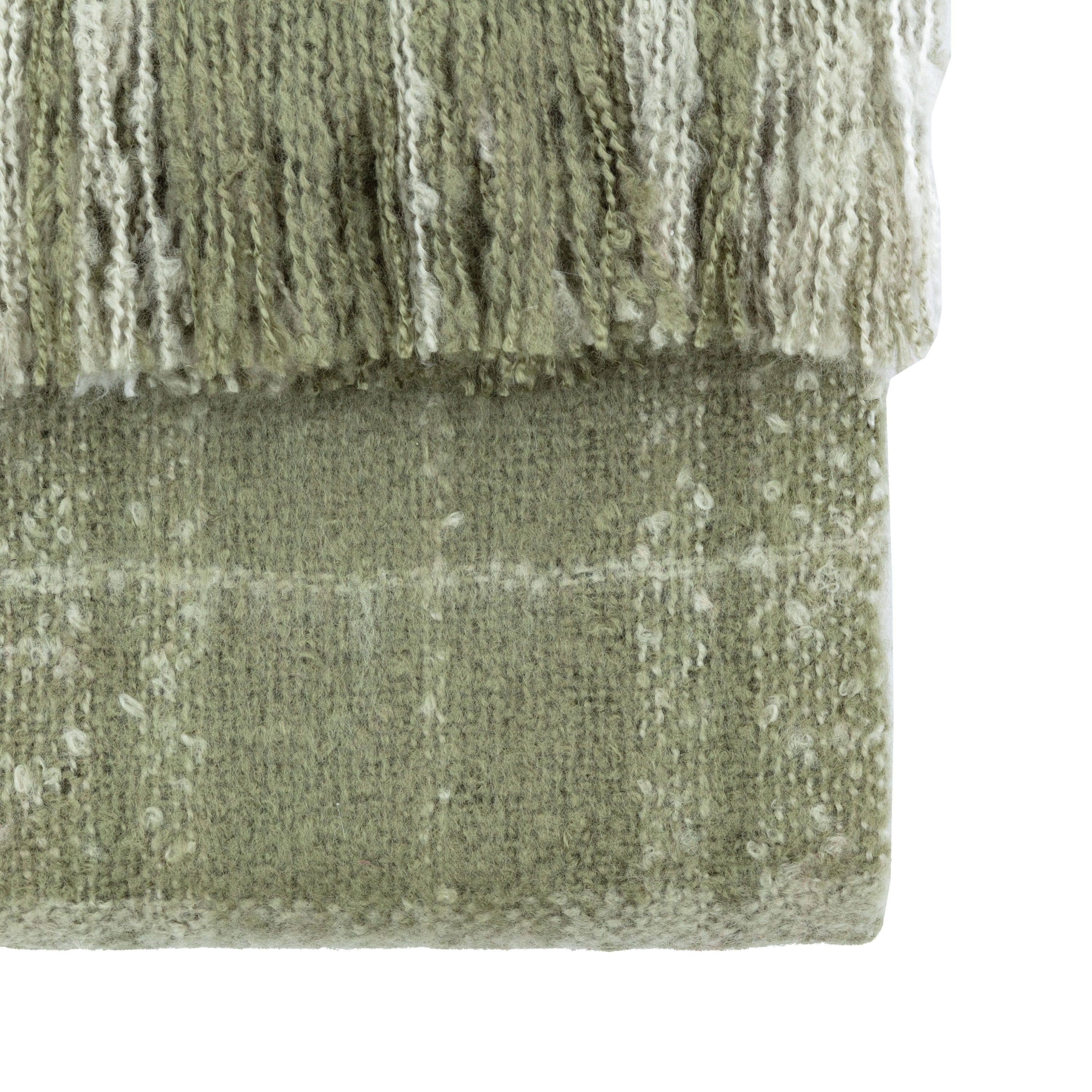 Check Faux Mohair Throw Olive - Image 5