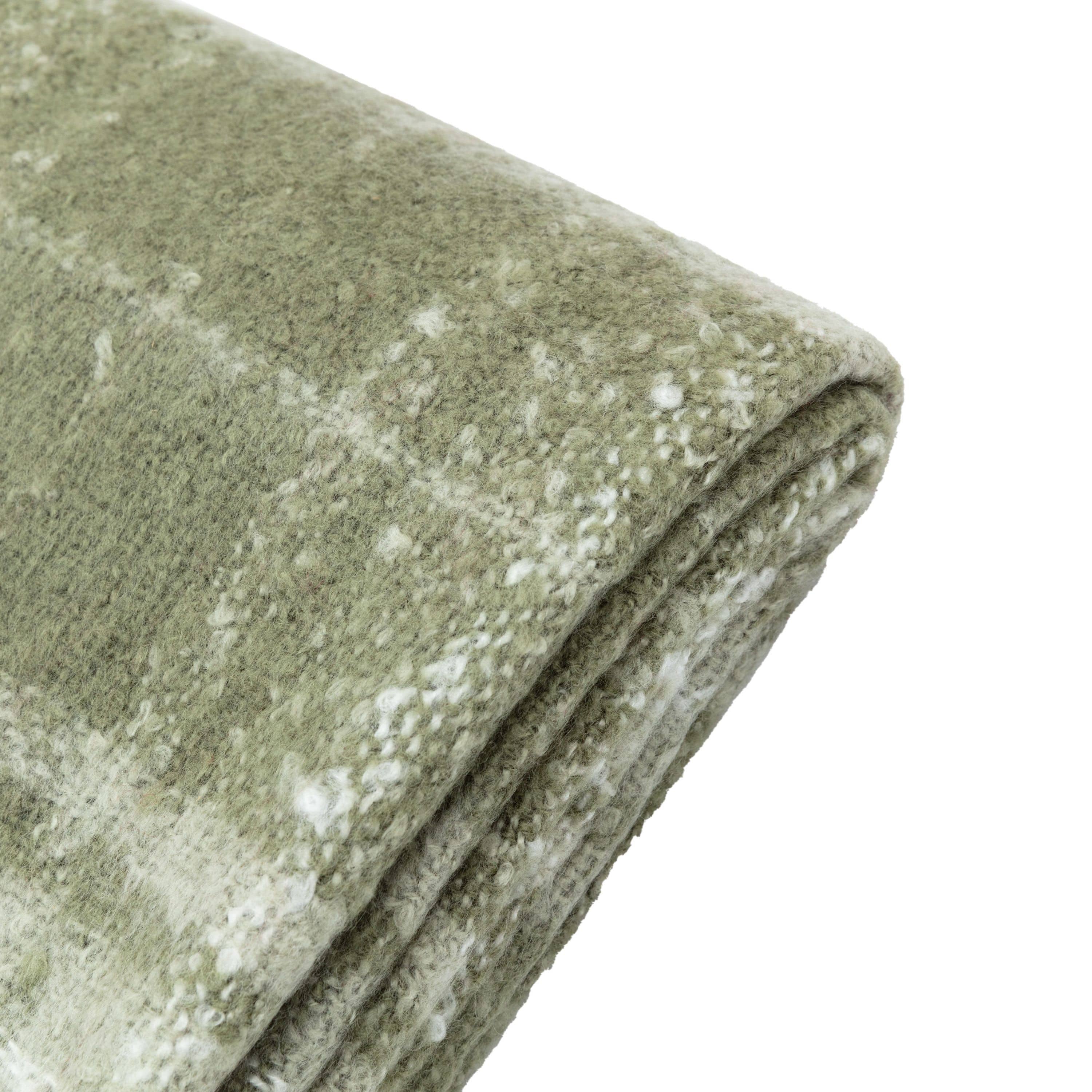 Check Faux Mohair Throw Olive - Image 6