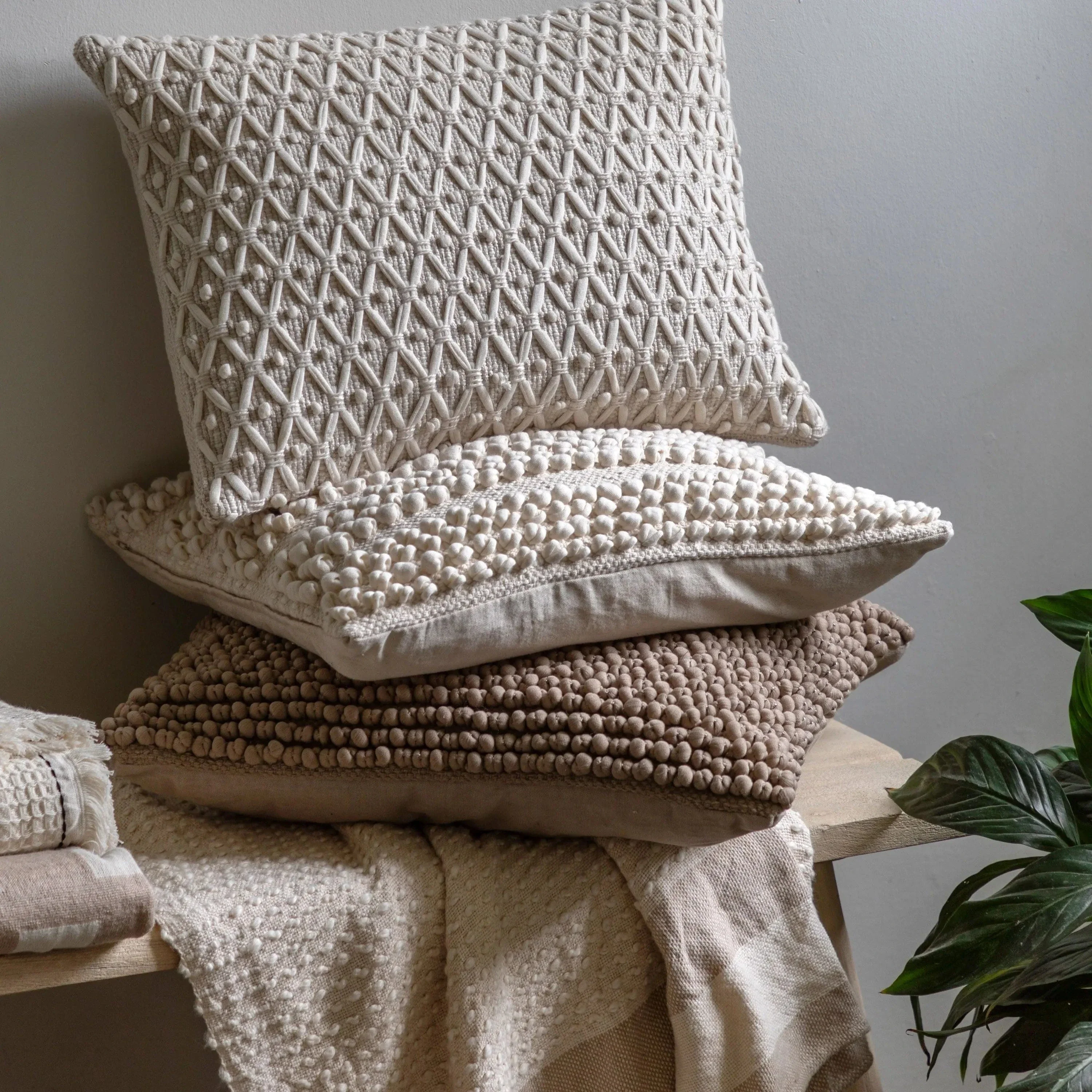 Cheslyn Woven Cushion Cream - Image 4