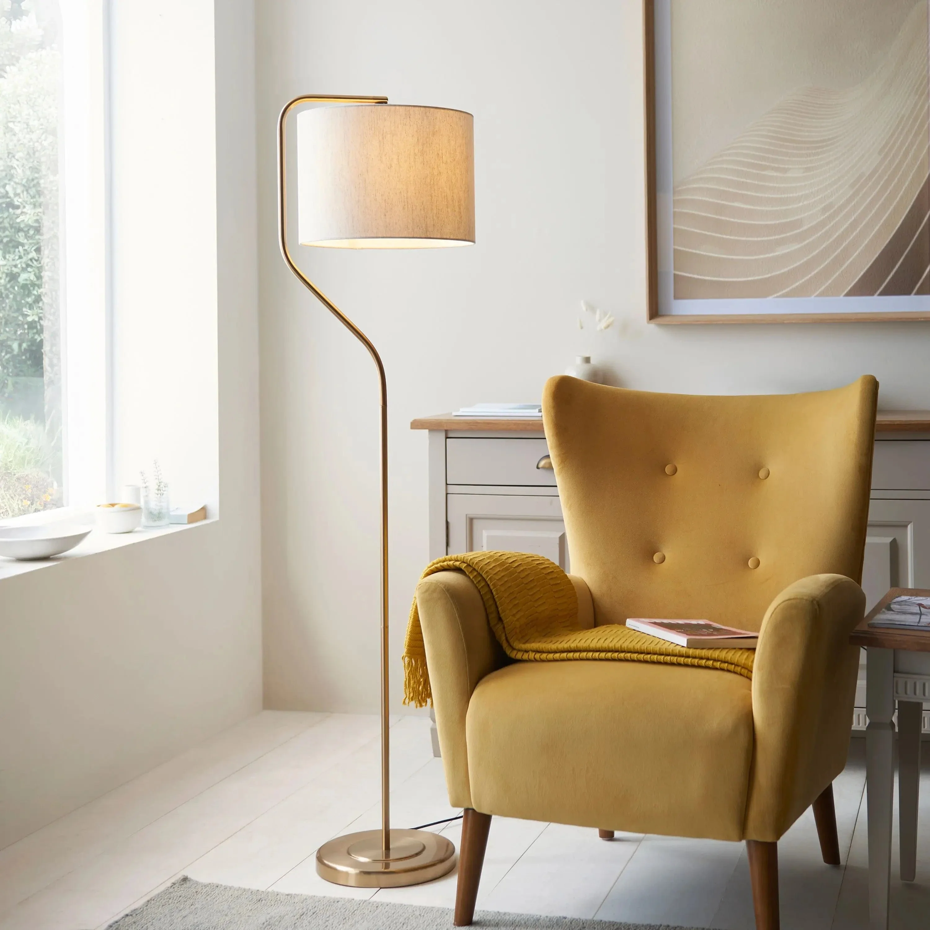 Clemants Floor Lamp Brushed Aged Brass