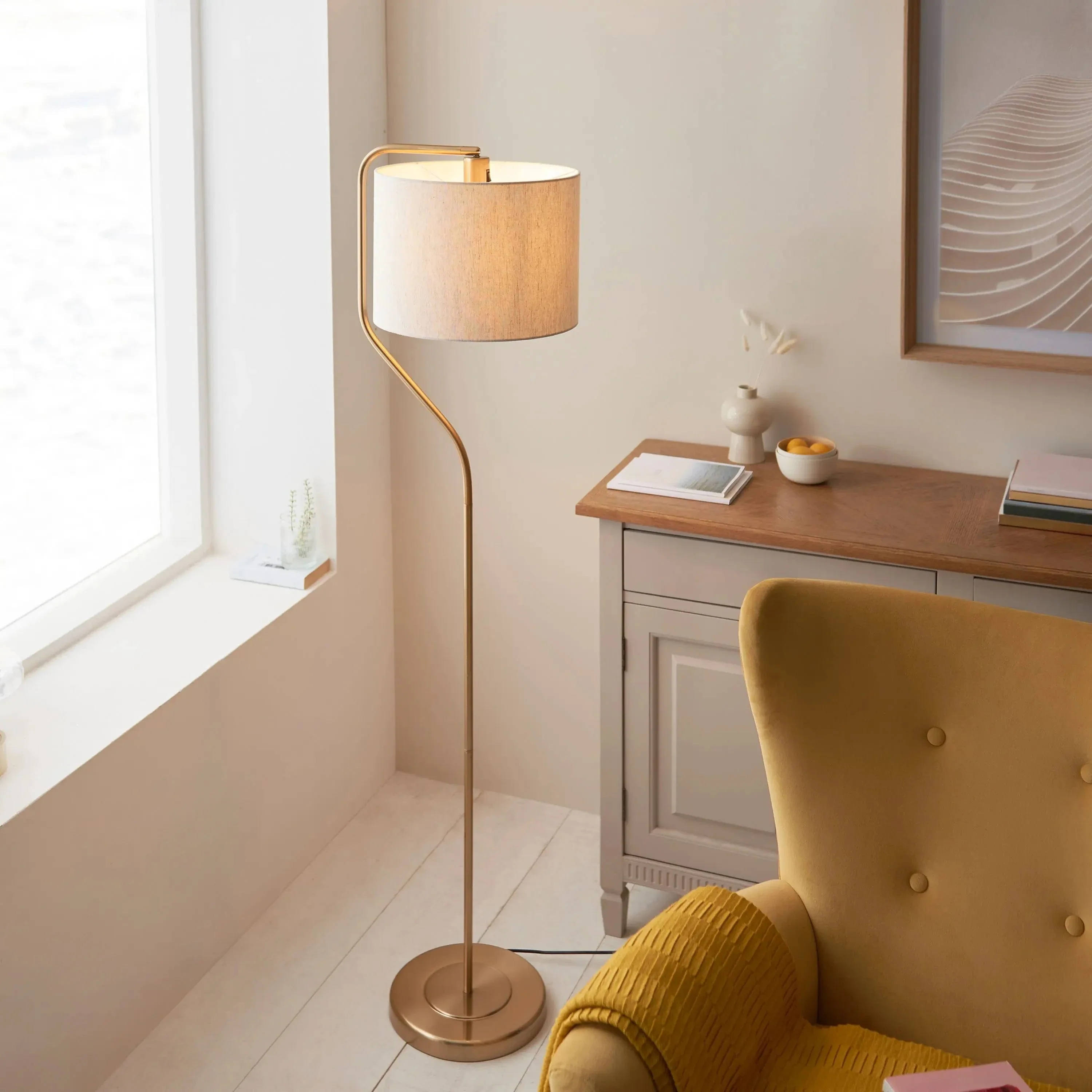 Clemants Floor Lamp Brushed Aged Brass - Image 5