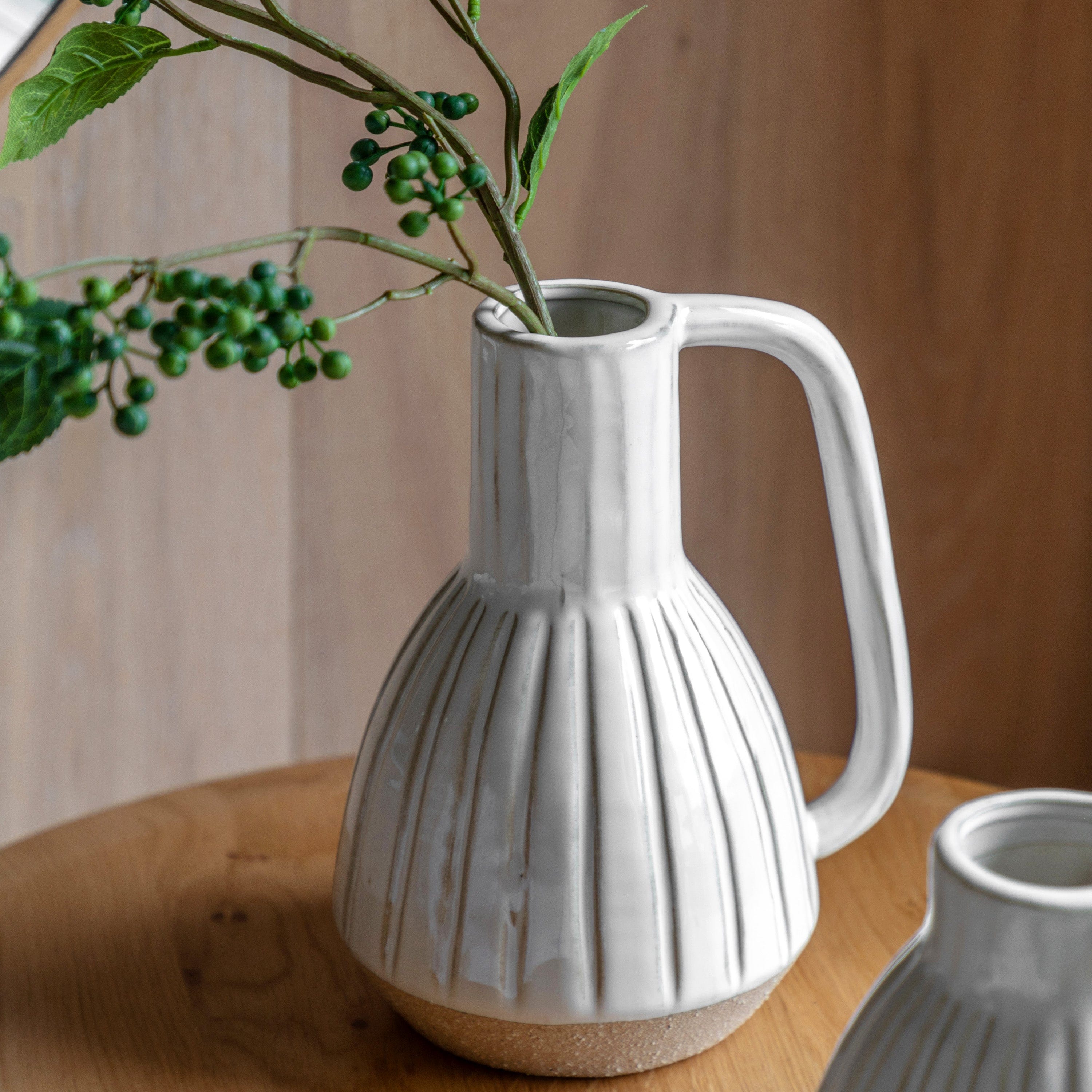 Cromer Ceramic Handled Vase White Small