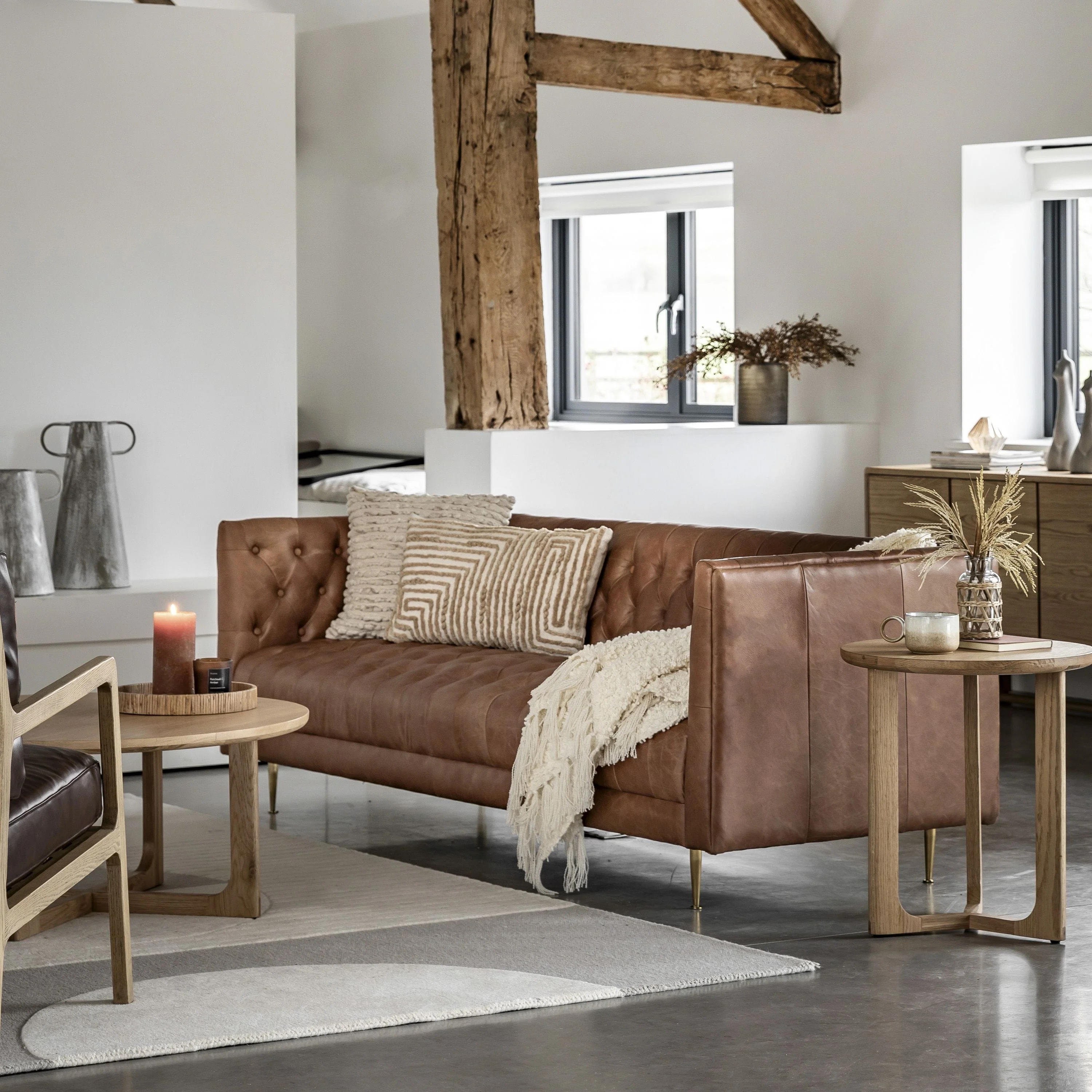 Mossley Sofa Antique Brown Leather 810x2100x735mm