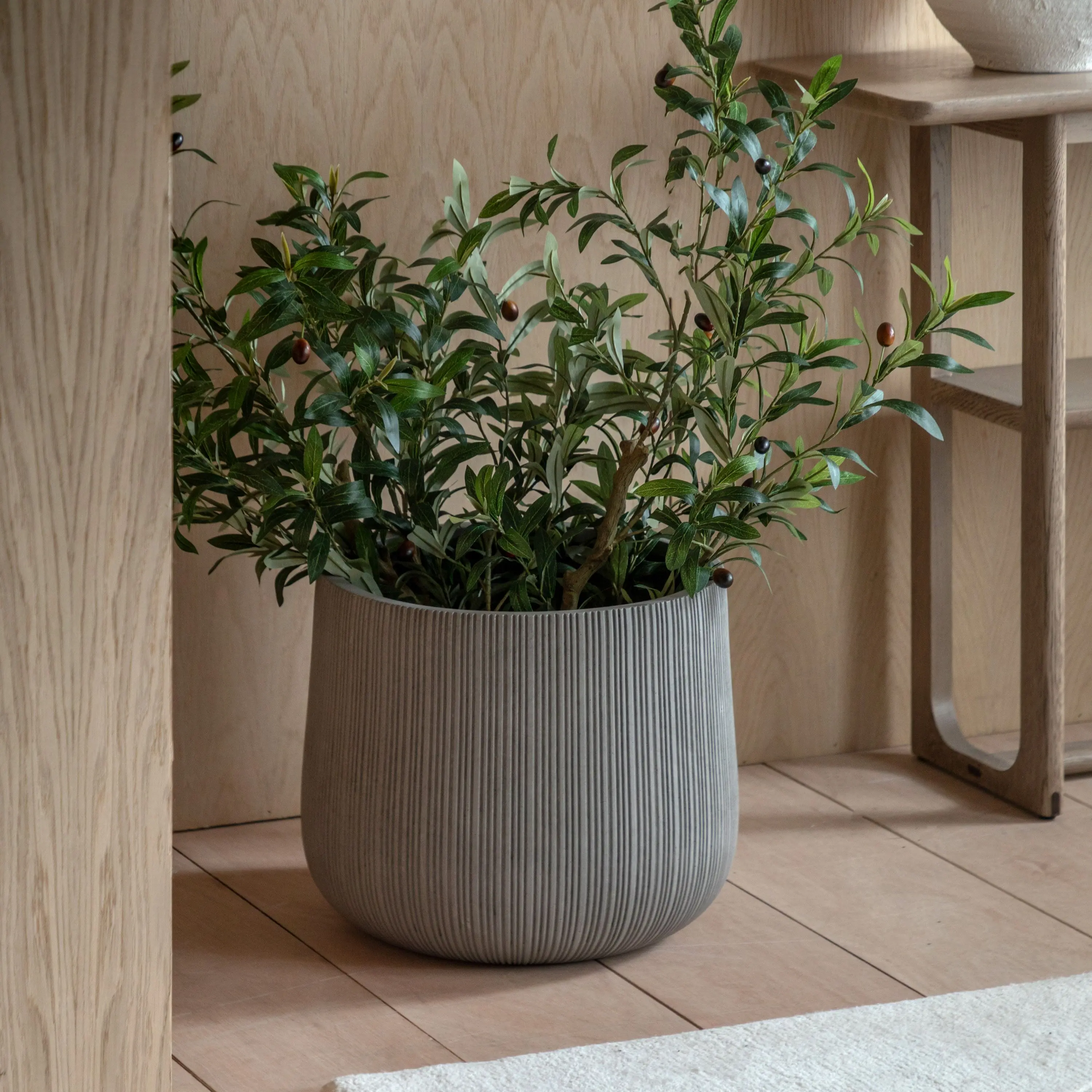 Denia Ribbed Outdoor Planter Grey - Image 2