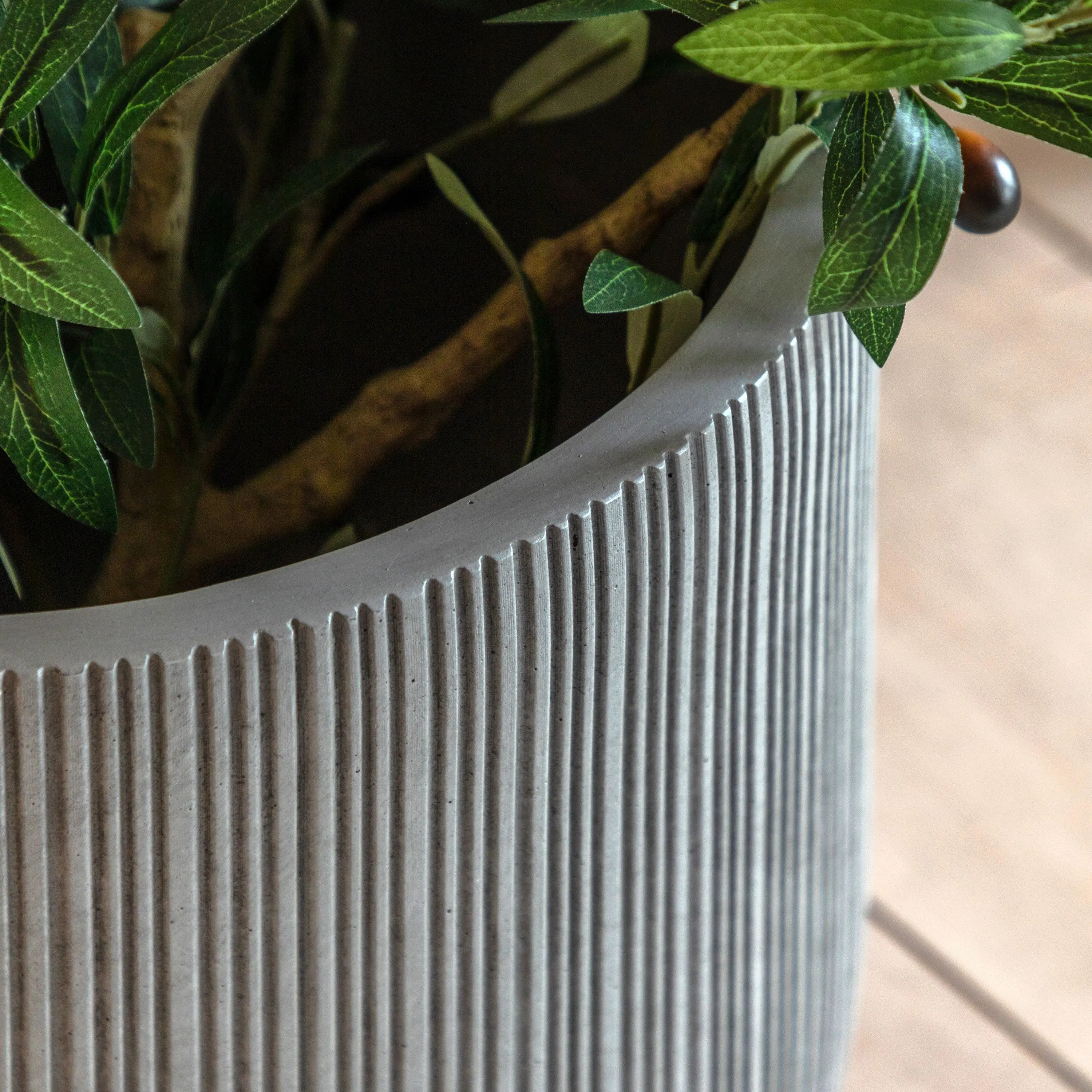 Denia Ribbed Outdoor Planter Grey - Image 3