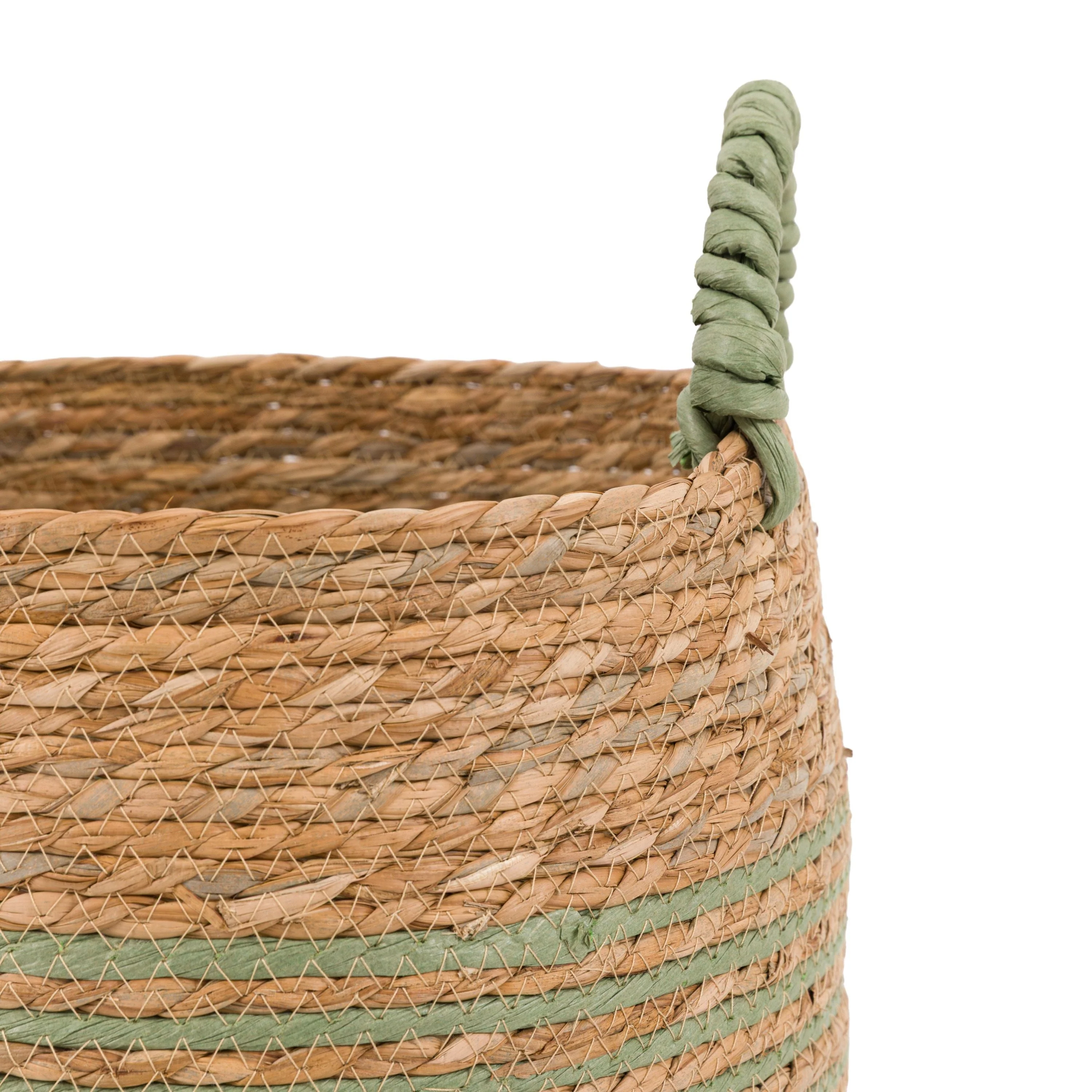 Drift Seagrass Basket Olive Striped Set of 3 - Image 6