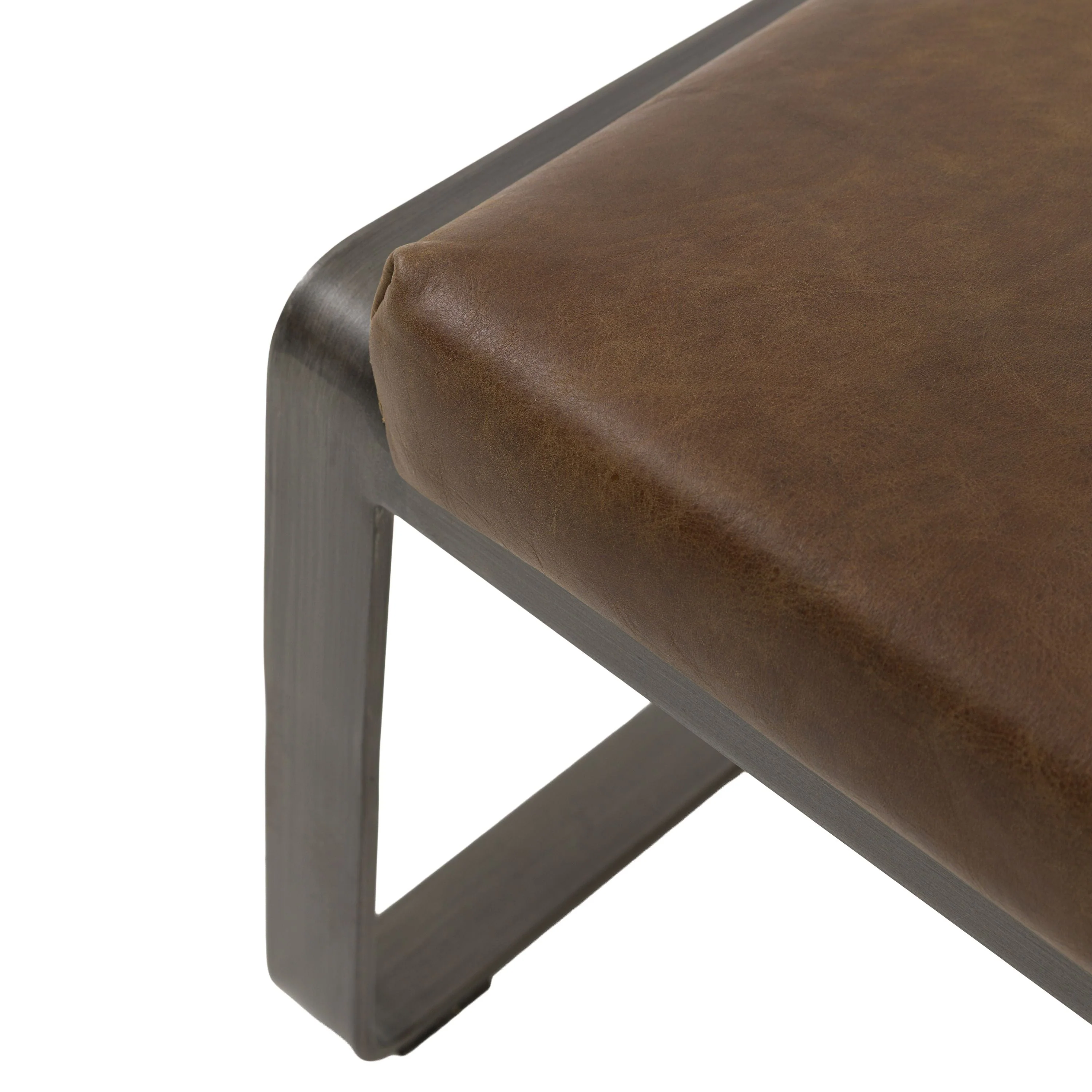 Fabien Footstool Brown Leather - Image 7