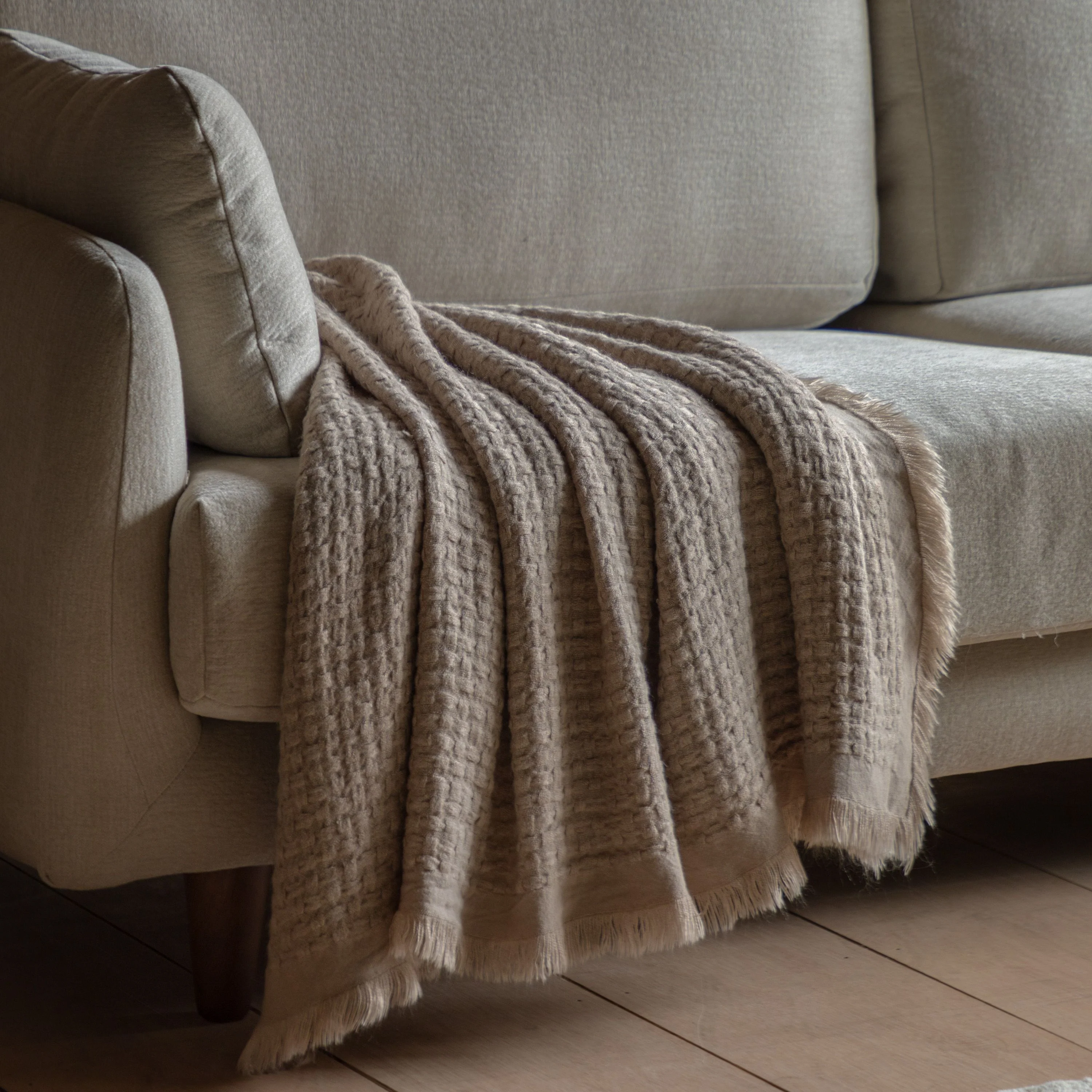 Soft Touch Waffle Throw Natural - Image 2