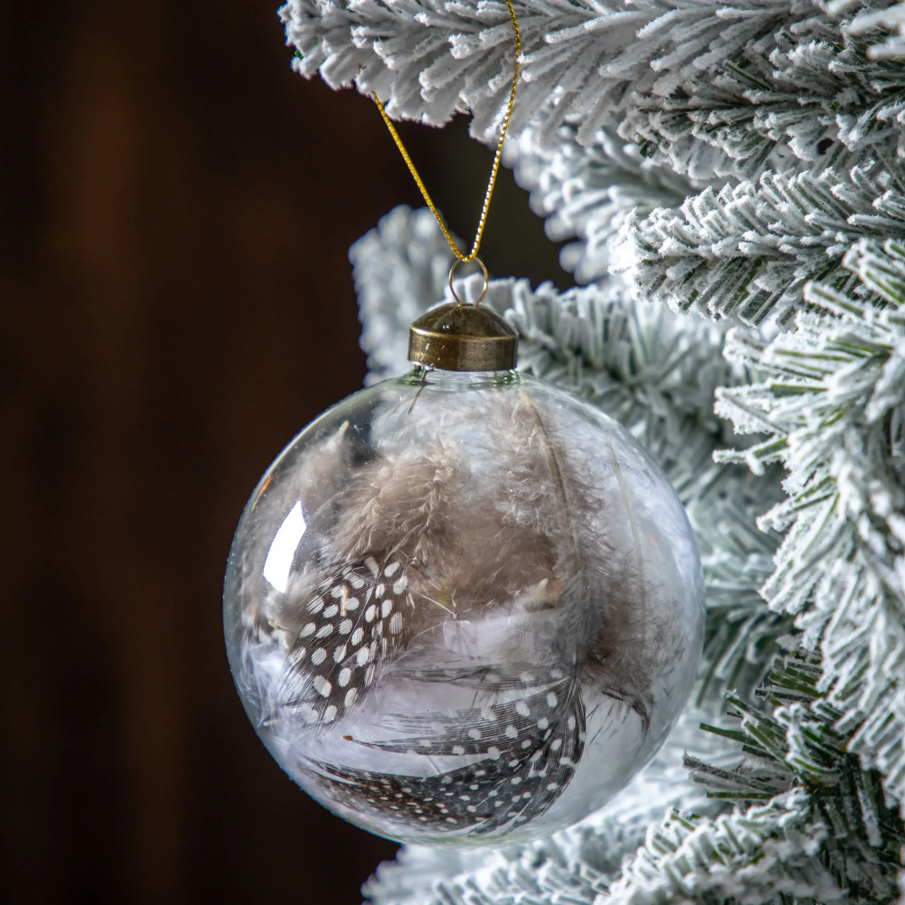 Feather Bauble White/Natural Set of 3