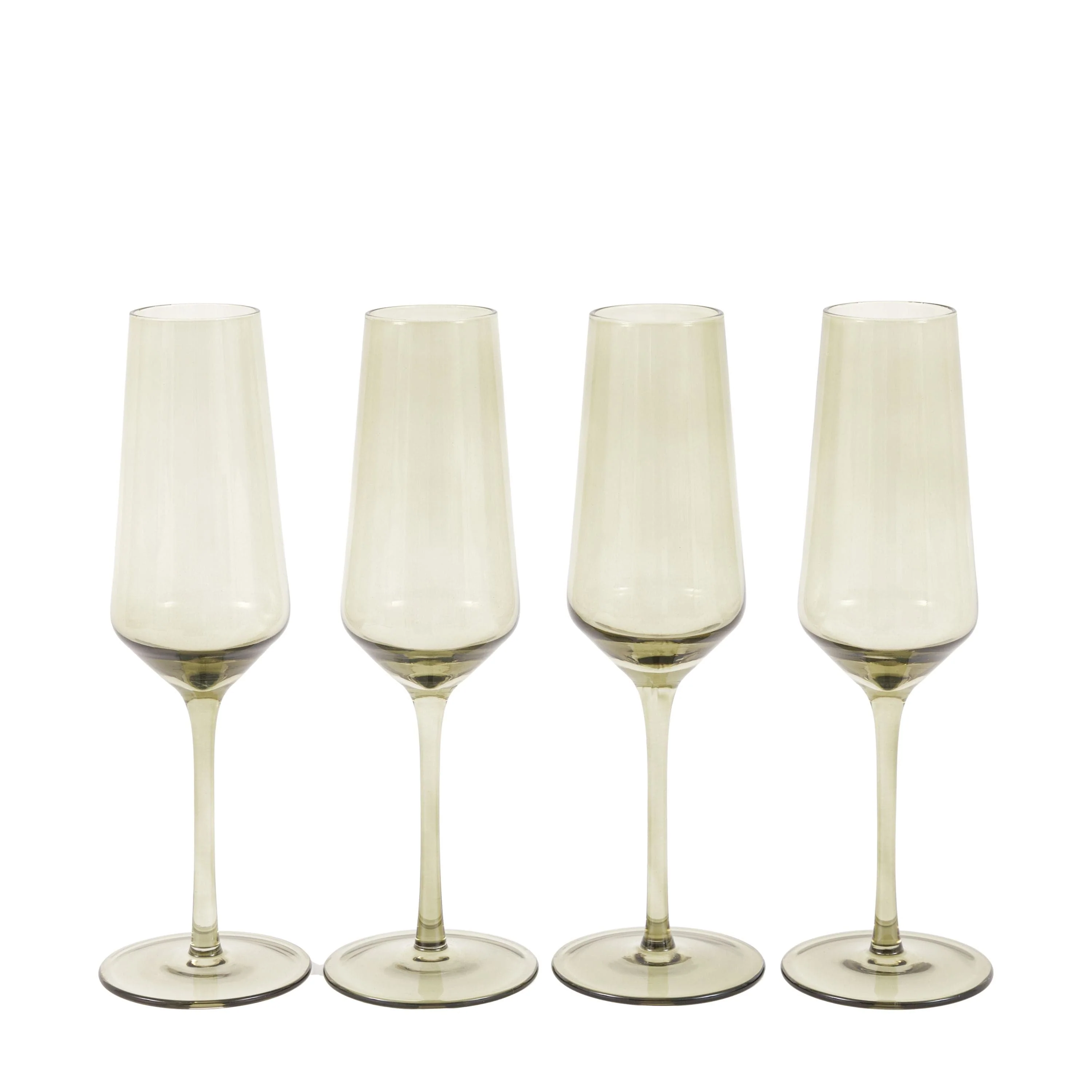 Flute Glass Smokey Green 4pk - Image 7