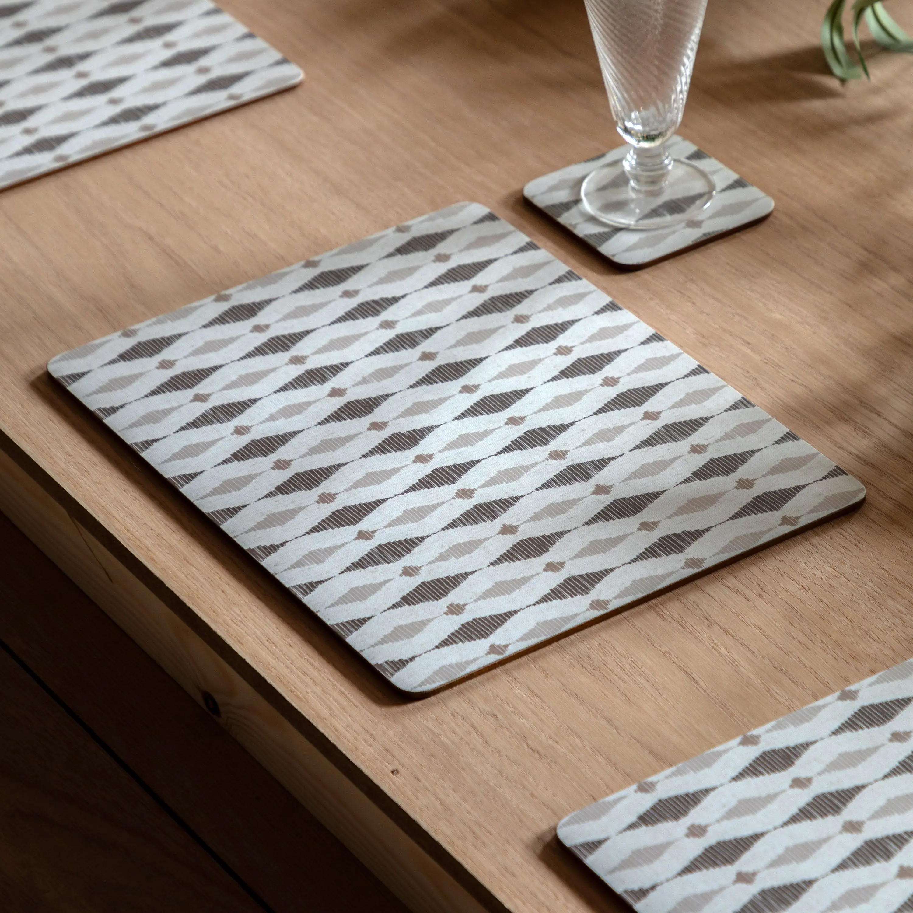 Geo Monochrome Placemat and Coaster Set - Image 2