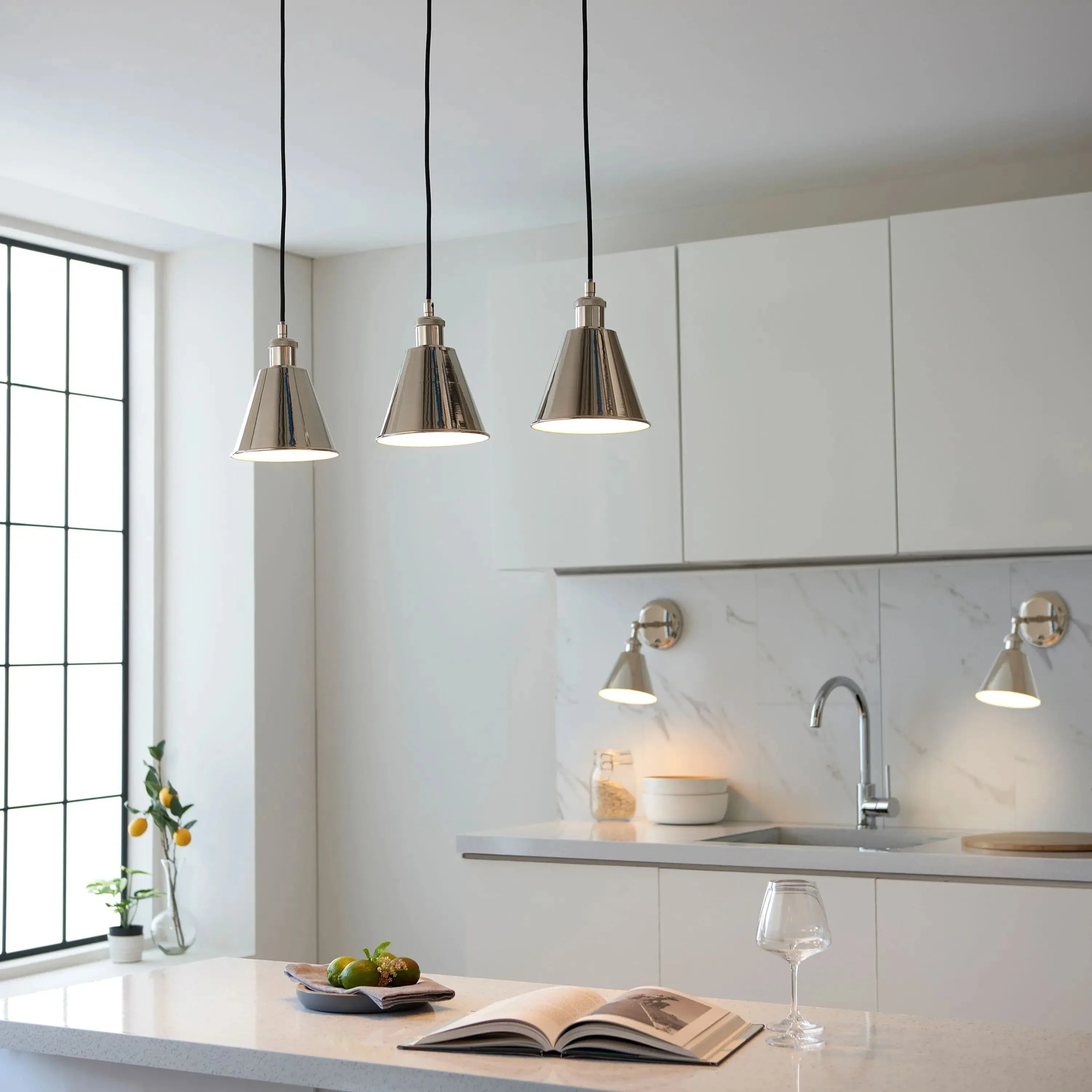 Halle 3 Linear Pendant Light Bright Nickel - Image 5