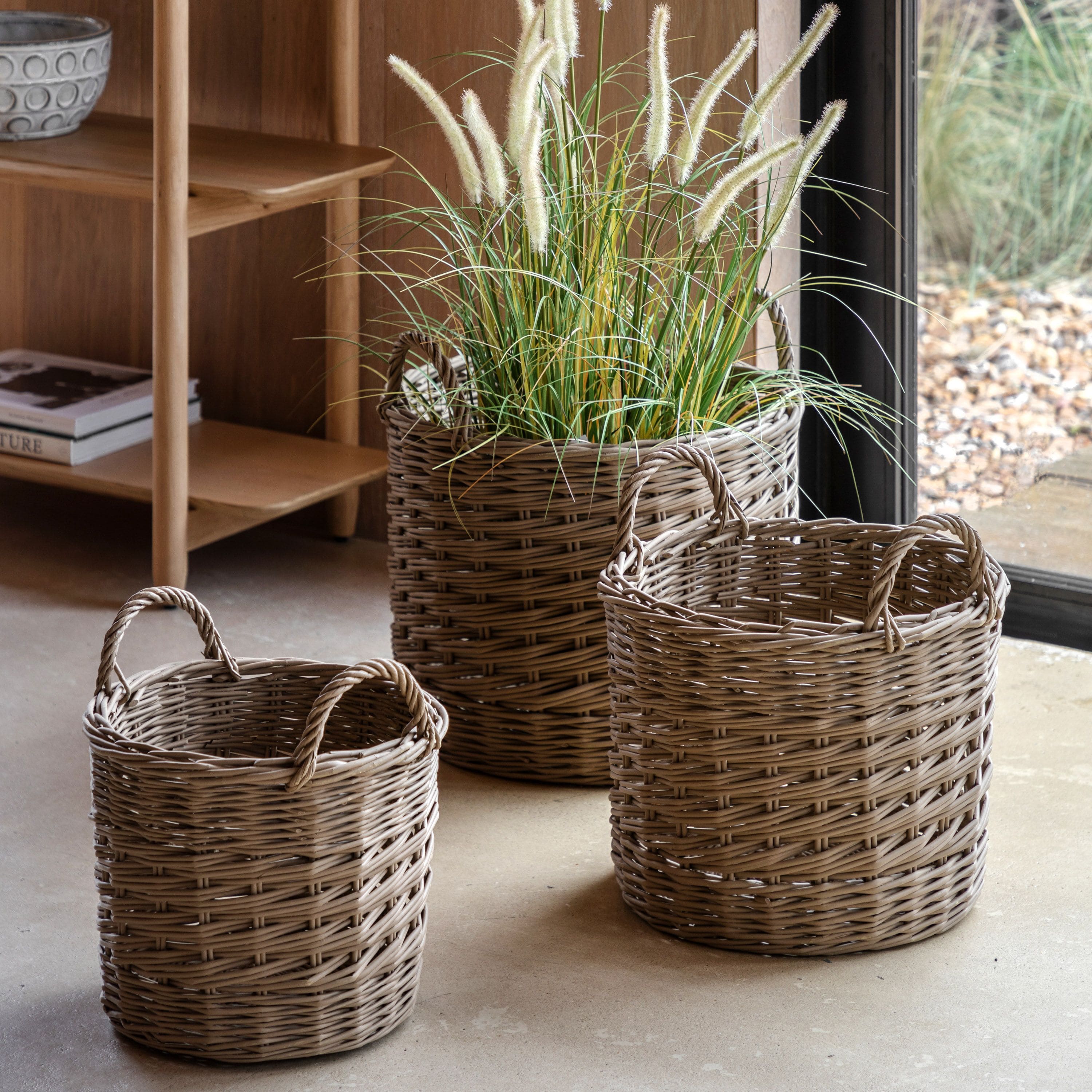 Hand Woven Willow Basket Nest Set of 3 Large