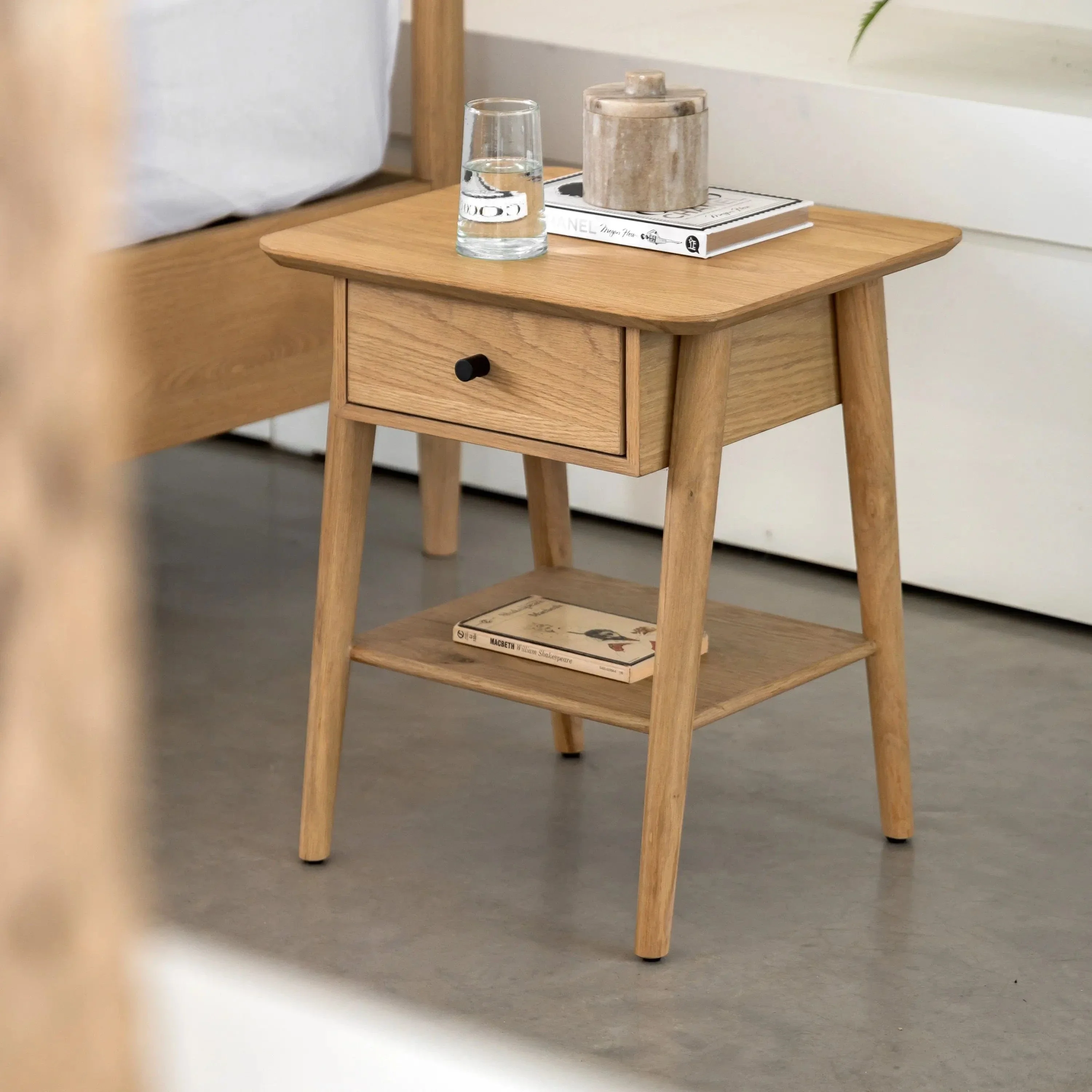 Hatter 1 Drawer Bedside Natural