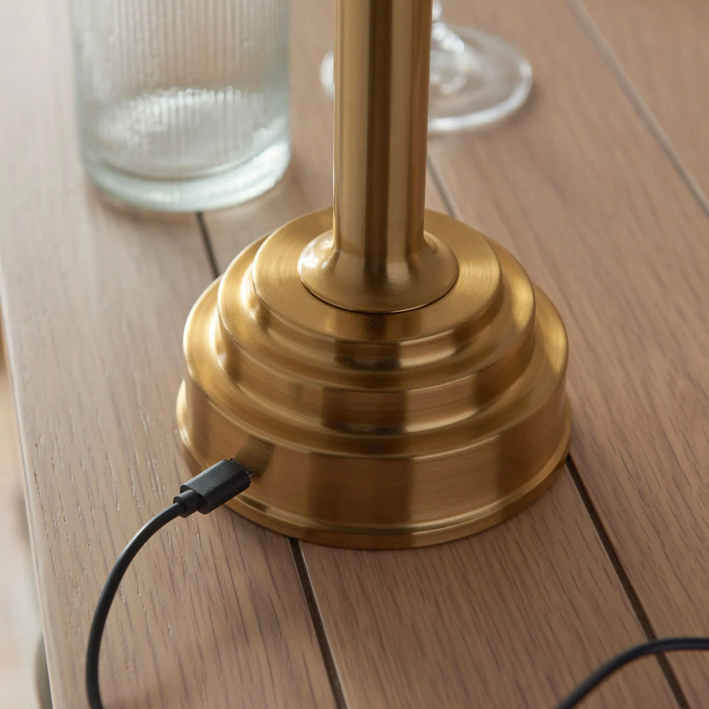 Heaton Rechargeable Table Lamp Base Brushed Brass - Image 8