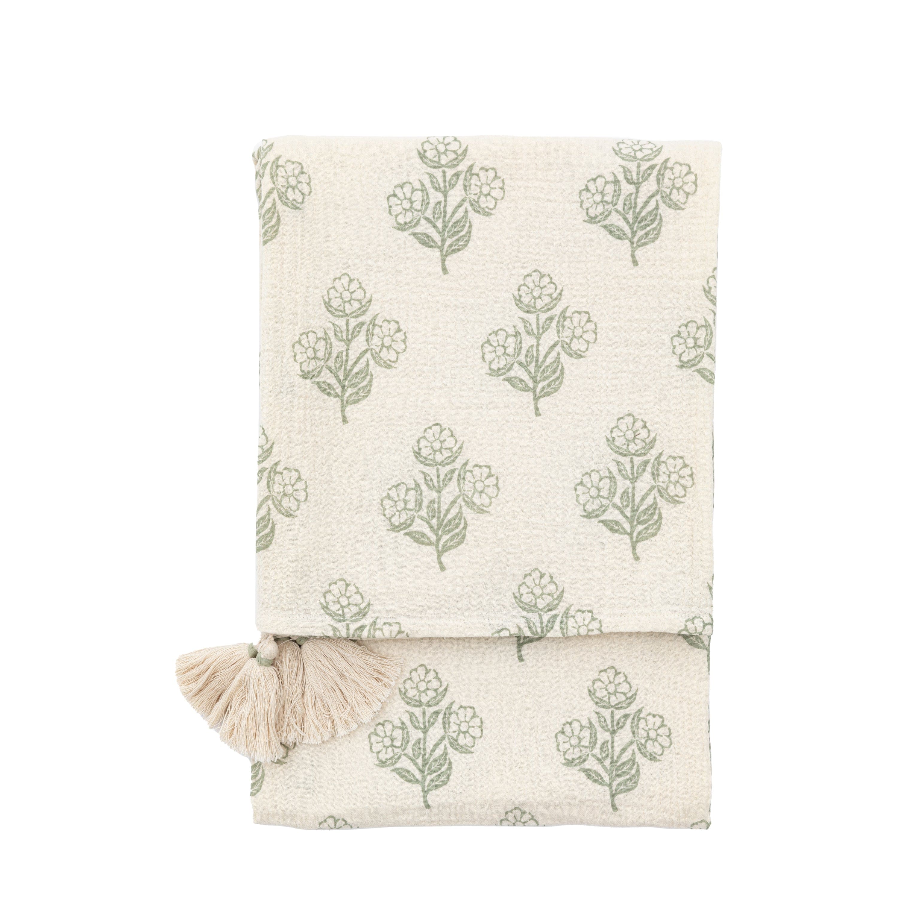 Hepple Gauze Floral Throw Sage - Image 2