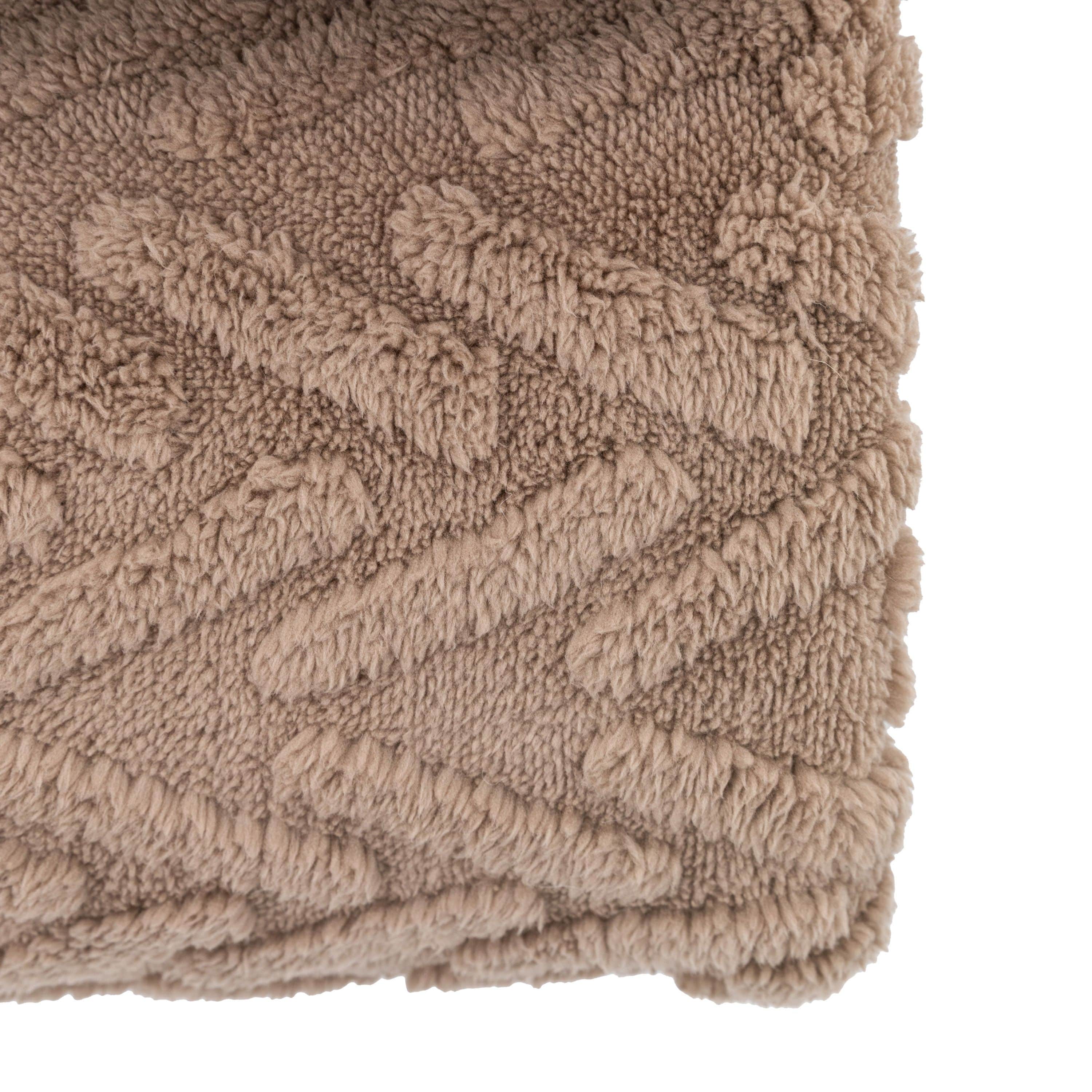 Herringbone Sherpa Throw Taupe - Image 4