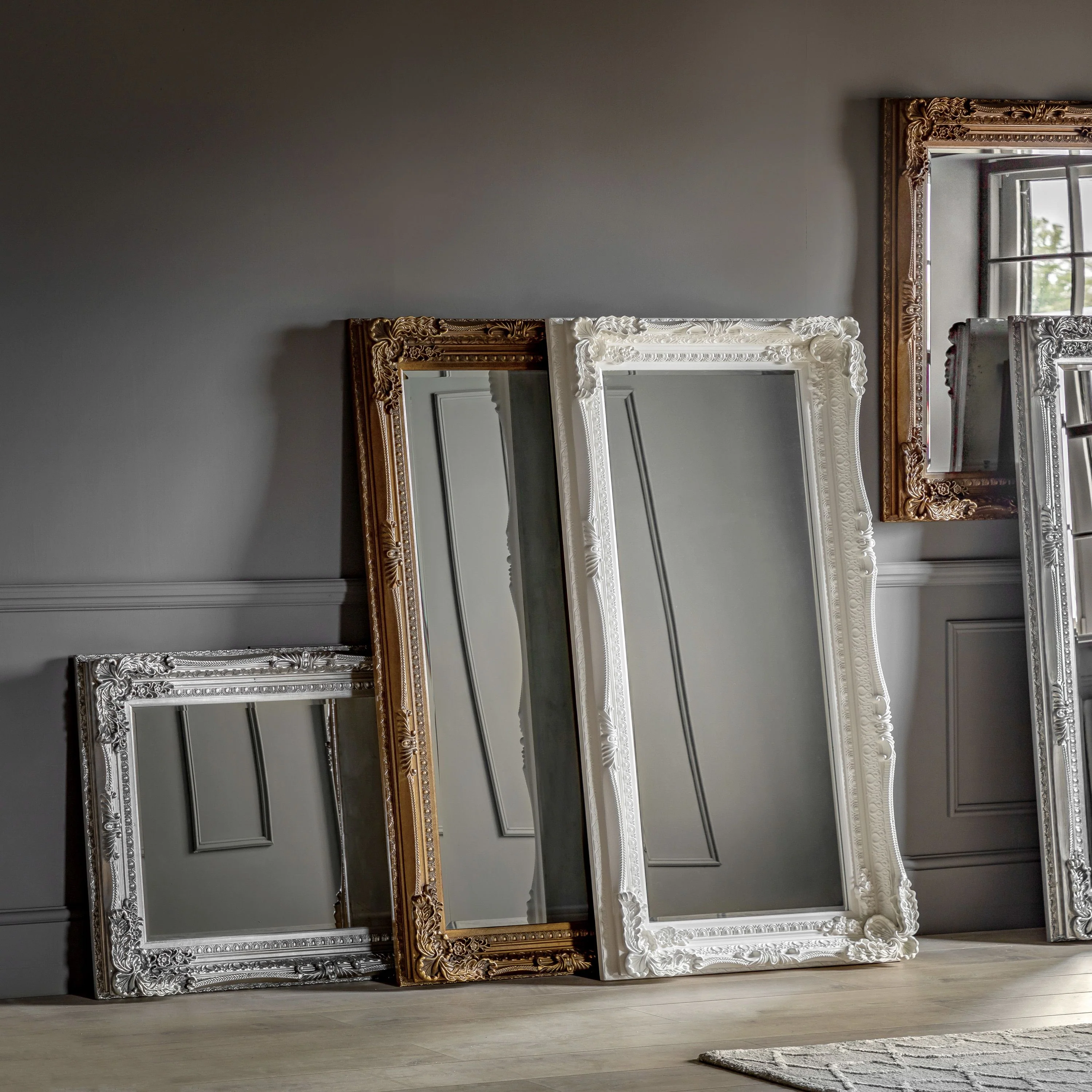Carved Louis Mirror Silver - Image 5